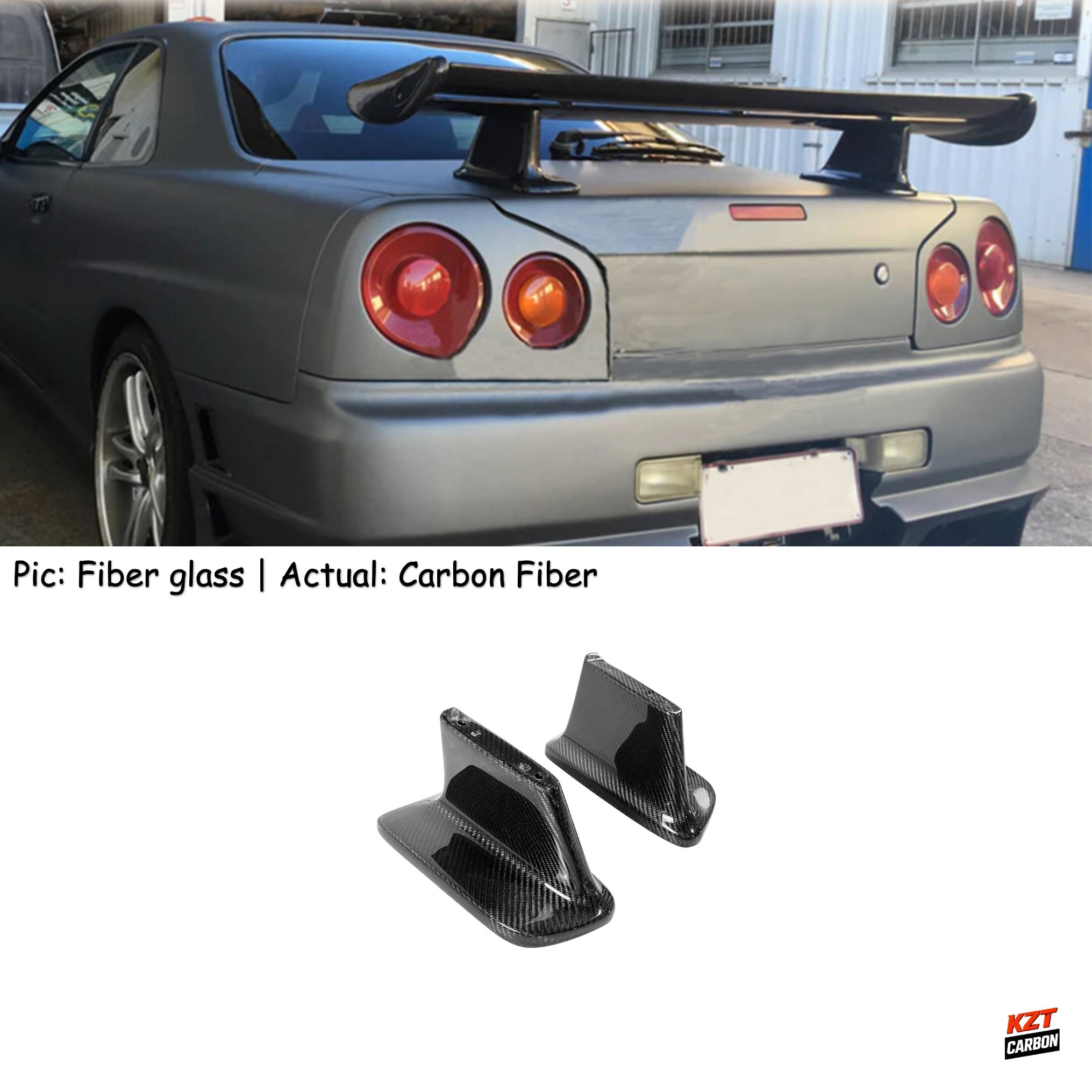 For Nissan Skyline R34 GTR GTT OE Short Type Carbon Spoiler Leg 13cm Height