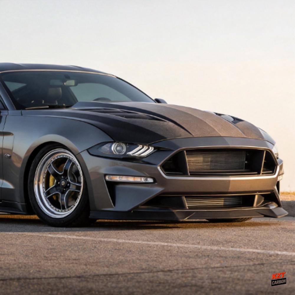 For Ford Mustang 2 Door 2018-23 Only Carbon MBJ Style Front Vented Cooling Hood