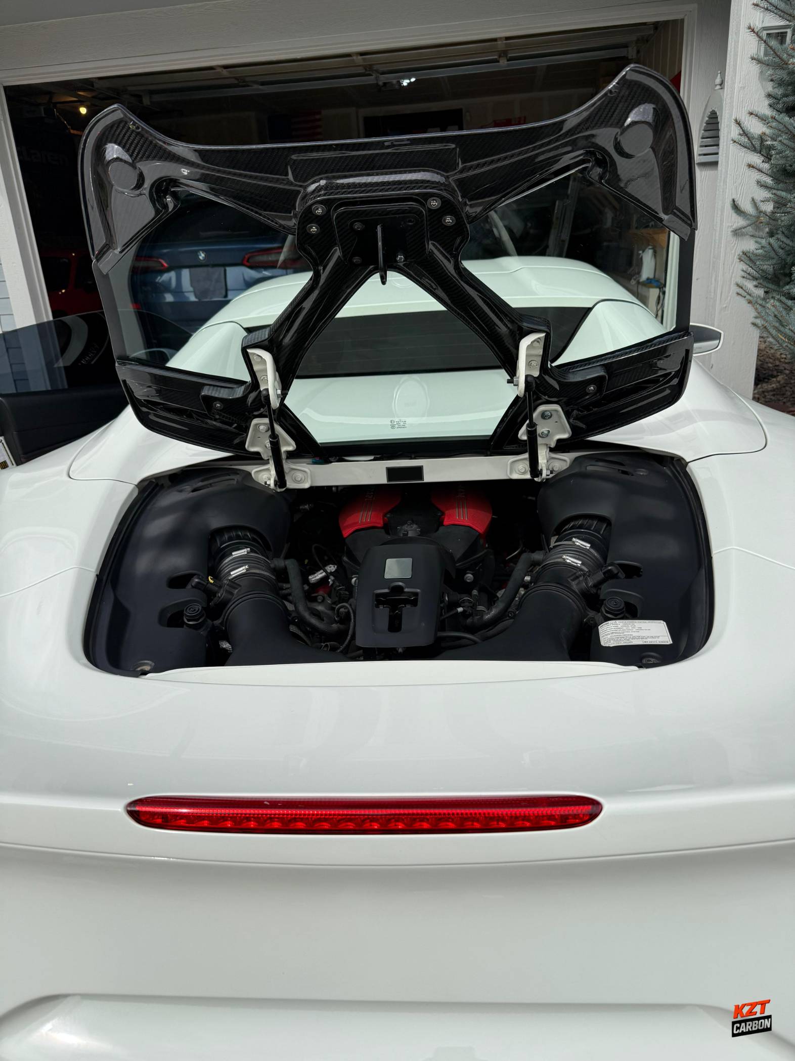 For Ferrari 488 Spider 2015-19 Dry Carbon Fiber KZ Style Rear Engine Bonnet Hood