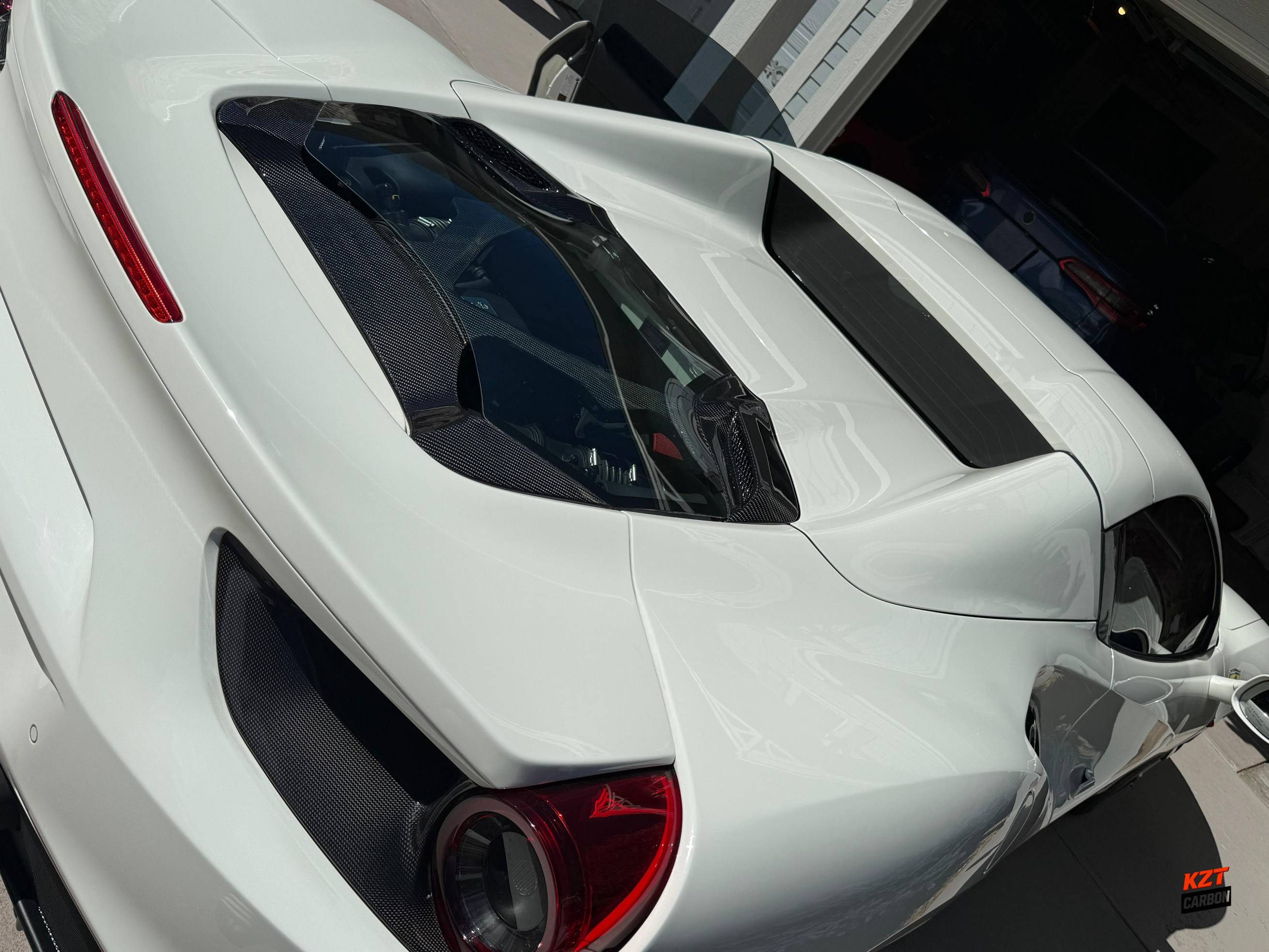 For Ferrari 488 Spider 2015-19 Dry Carbon Fiber KZ Style Rear Engine Bonnet Hood