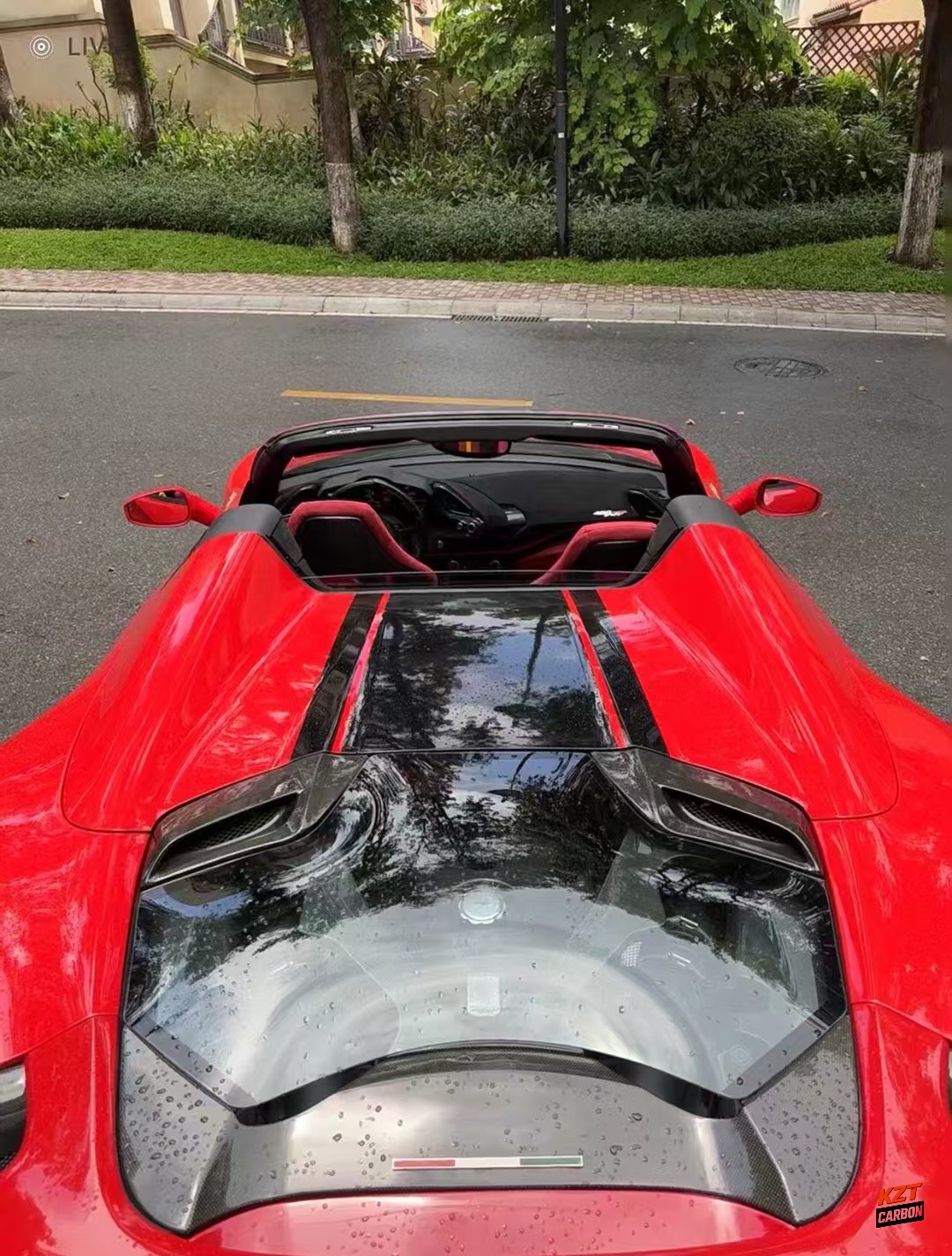 For Ferrari 488 Spider 2015-19 Dry Carbon Fiber KZ Style Rear Engine Bonnet Hood