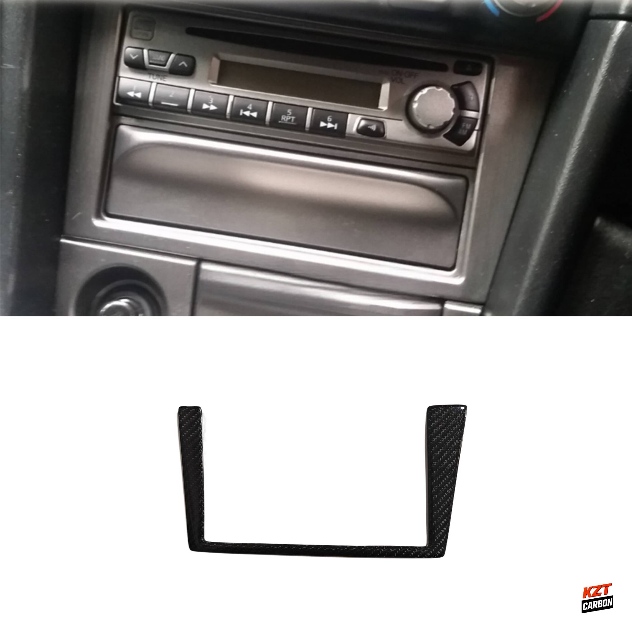 For Nissan Skyline R34 GTR (RHD only) Carbon Fiber Radio Surround Stick on