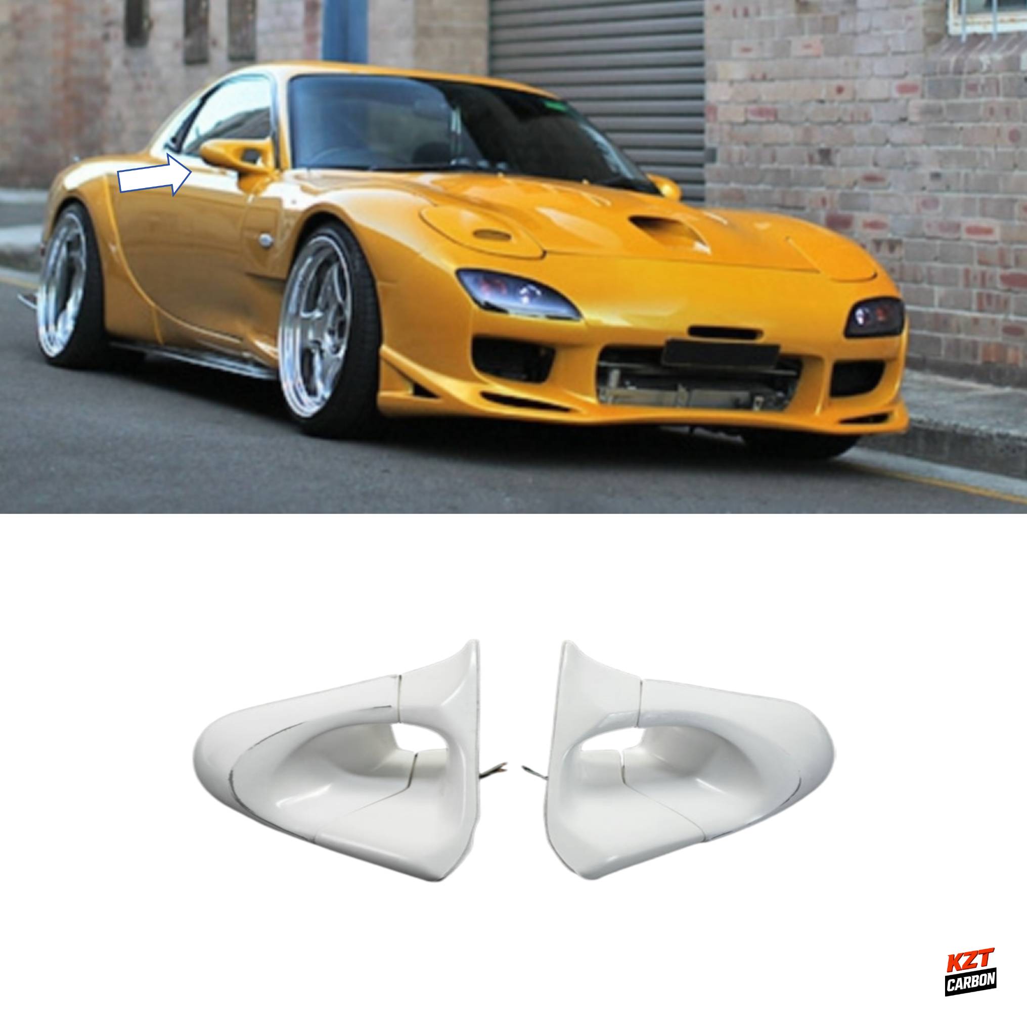 For Mazda RX-7 RX7 FD3S (RHD Only)Aero Style Fiberglass Mirror Cover Replacement