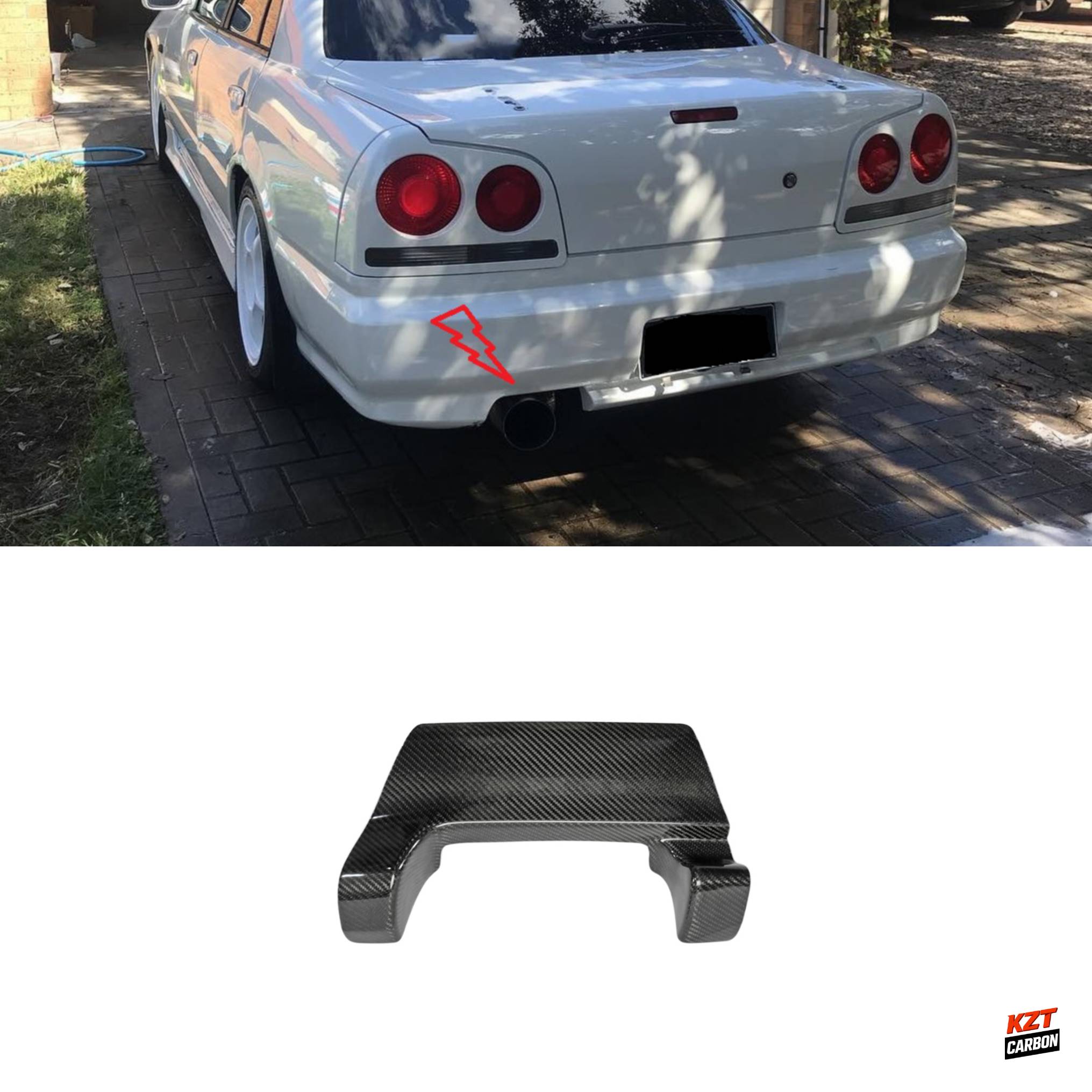 For Nissan Skyline R34 (4Dr only) Carbon Fiber Rear Bumper Exhaust Heat Shield