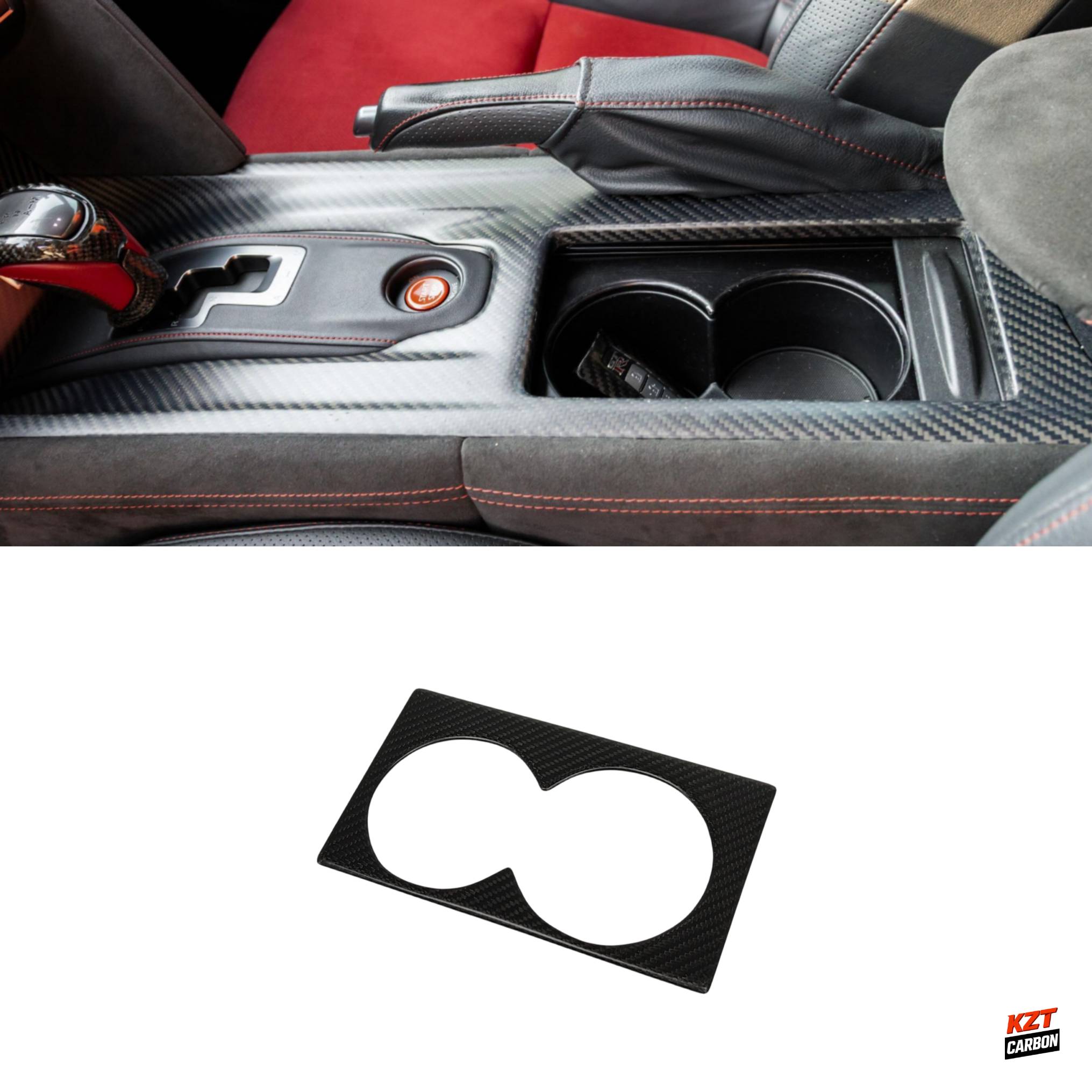 For Nissan R35 GTR (LHD Only) Dry Matte Carbon Interior Cup Holder Cover Panel