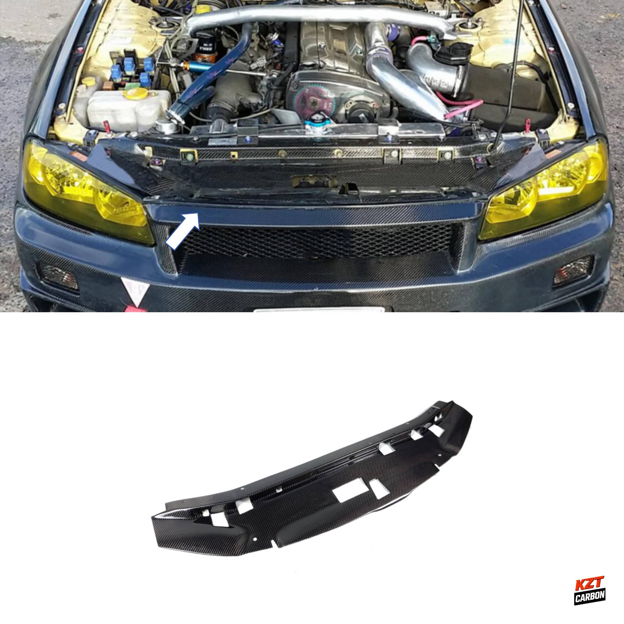 For Nissan Skyline R34 GTR GAGE Defend Style Carbon Cooling Panel Engive Cover