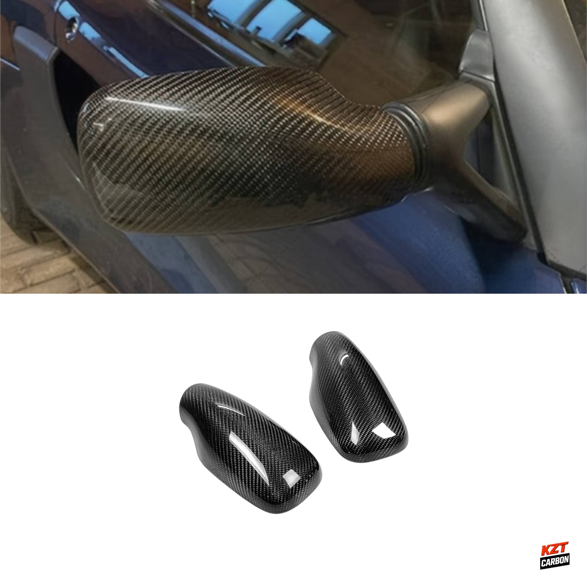 For Lotus Elise Exige S2 2004-11 KZ Style Carbon Fiber Side Mirror Cover Pair