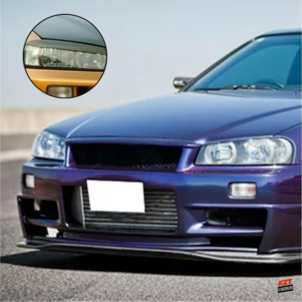 For Nissan Skyline R34 GTR GTT KZ Style Carbon Fiber Eyelid Eyebrow Pair