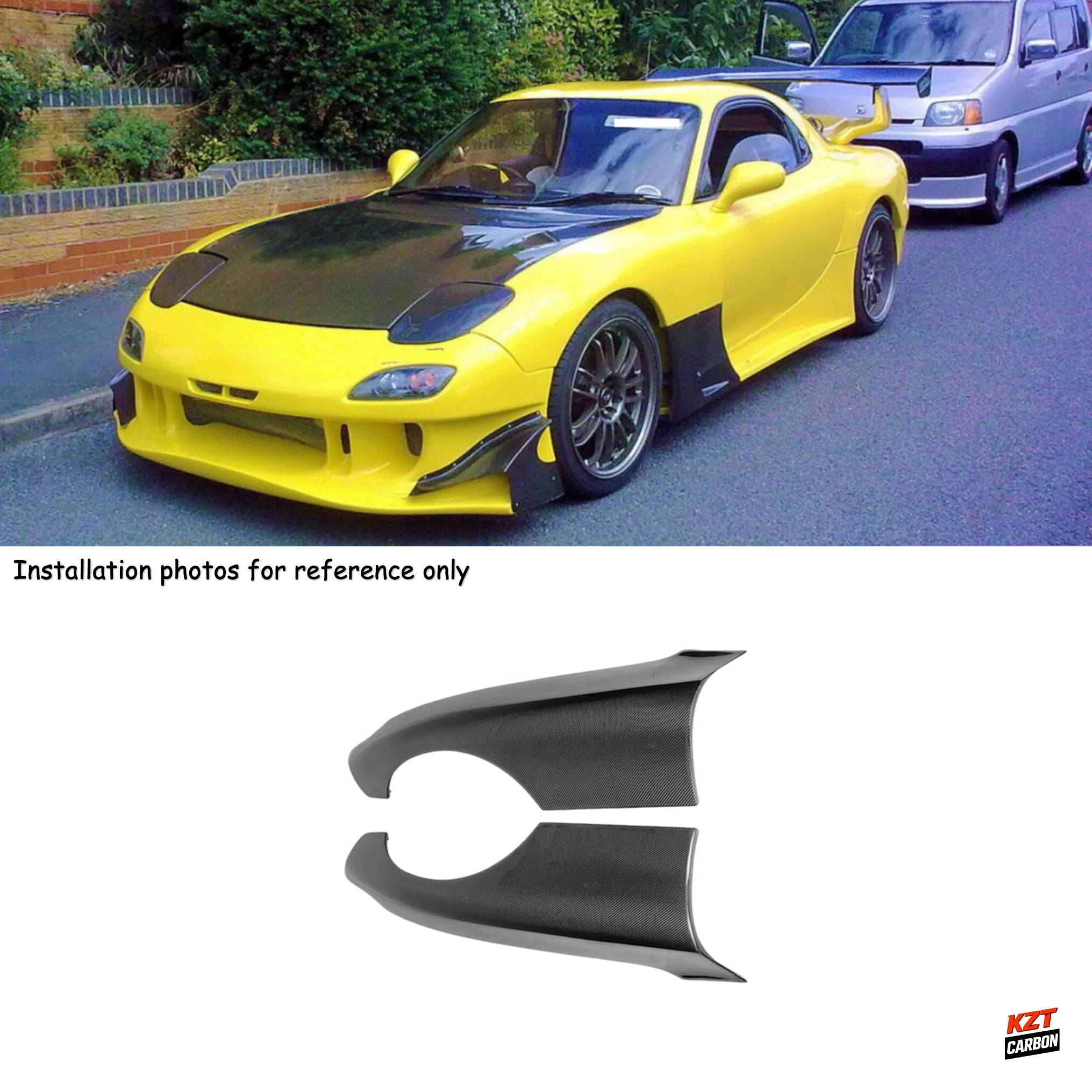For Mazda RX7 FD FD3S RE-GT Style Carbon Fiber Front Bumper Fender Replacement
