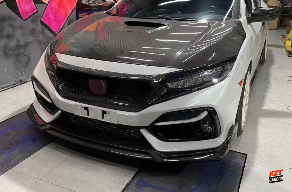 For Honda Civic Type R FK8 JS Style Front Grill Emblem Holder Forged Carbon