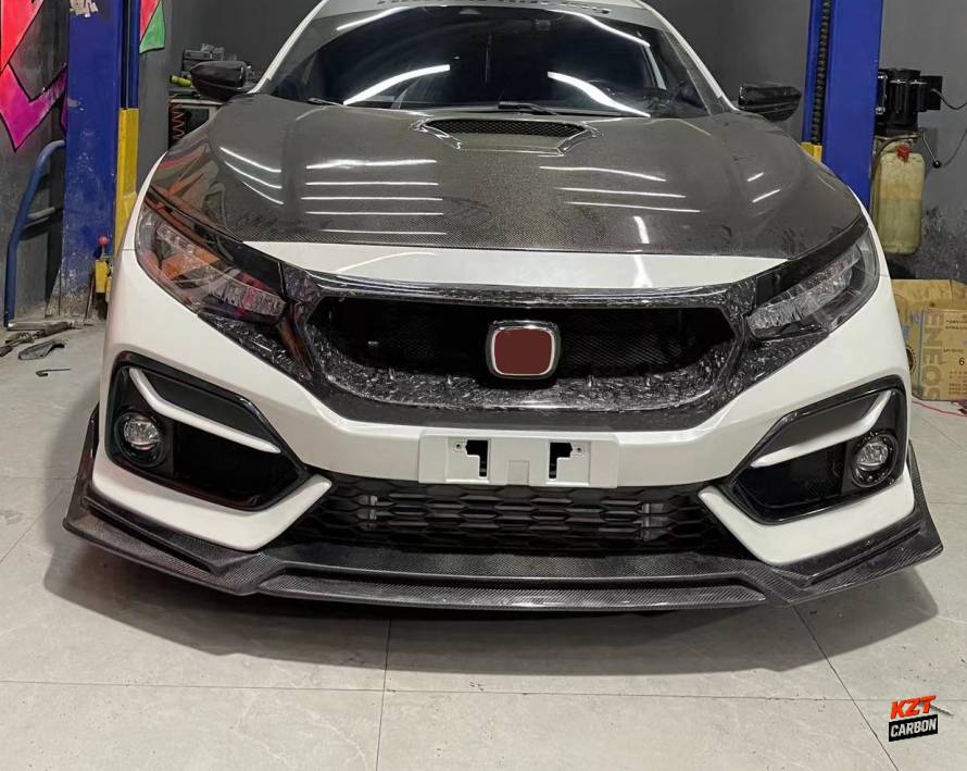 For Honda Civic Type R FK8 JS Style Front Grill Emblem Holder Forged Carbon