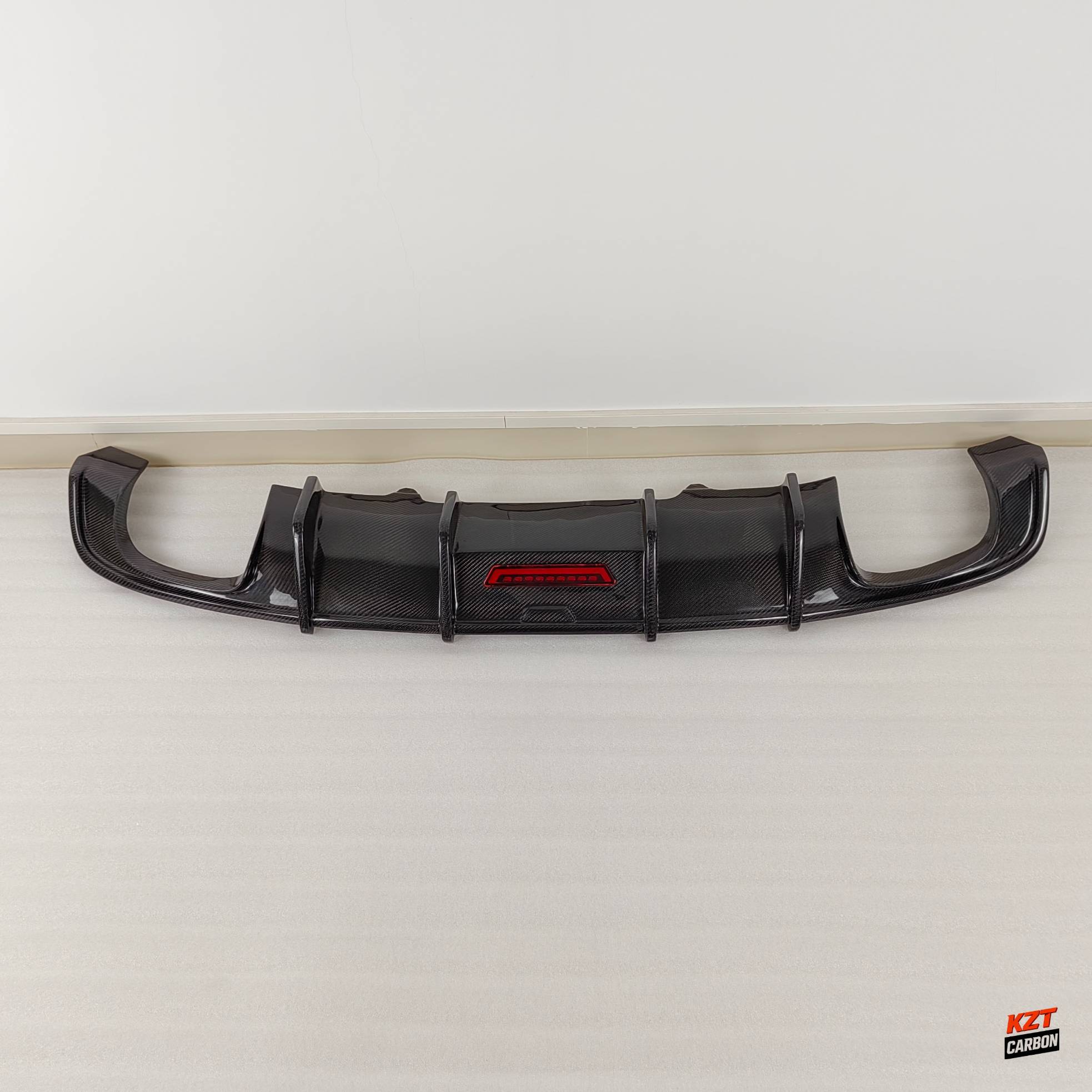 For Audi S4 B9 17-19 Sedan Carbon Fiber KZ Style Rear Diffuser Lip With Light