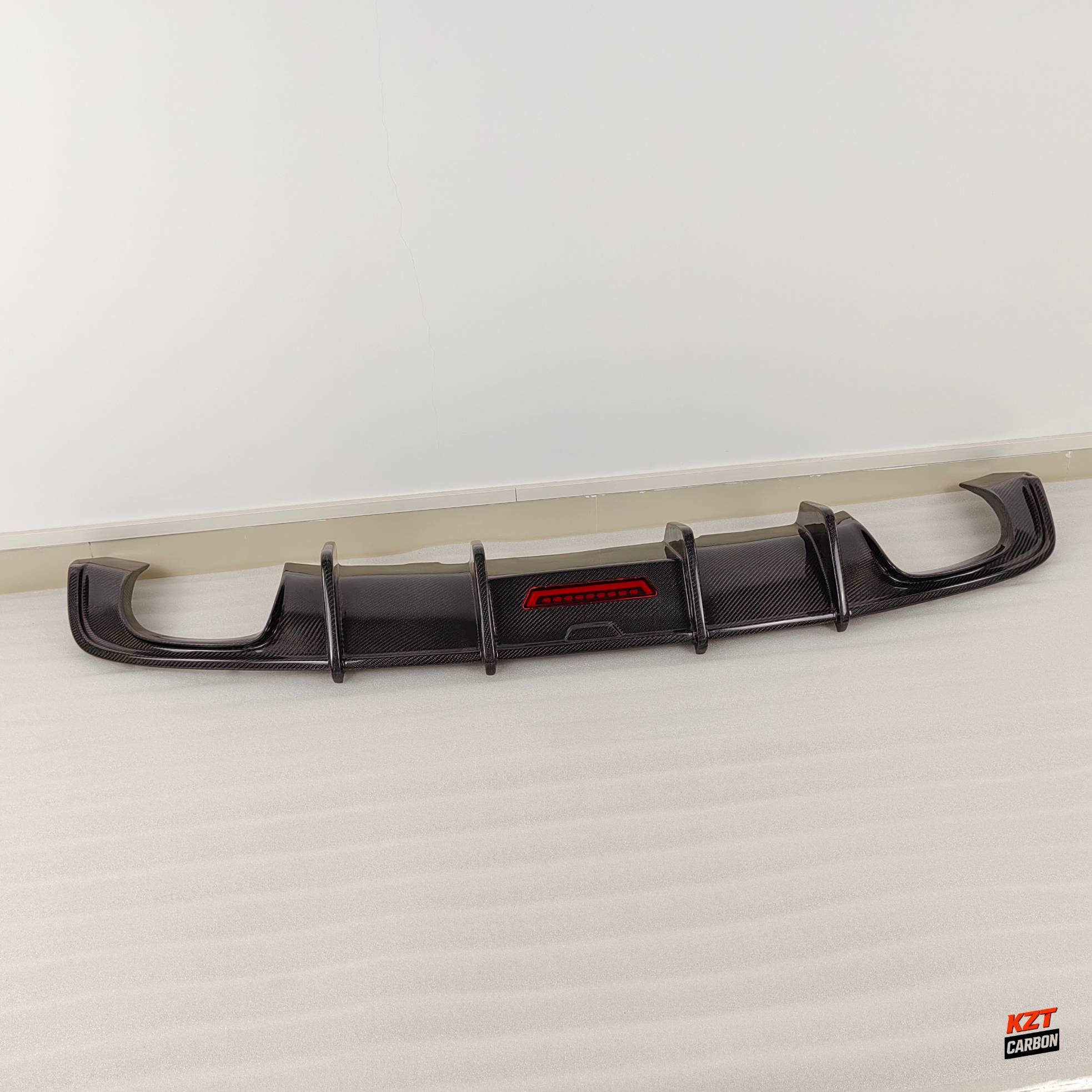 For Audi S4 B9 17-19 Sedan Carbon Fiber KZ Style Rear Diffuser Lip With Light