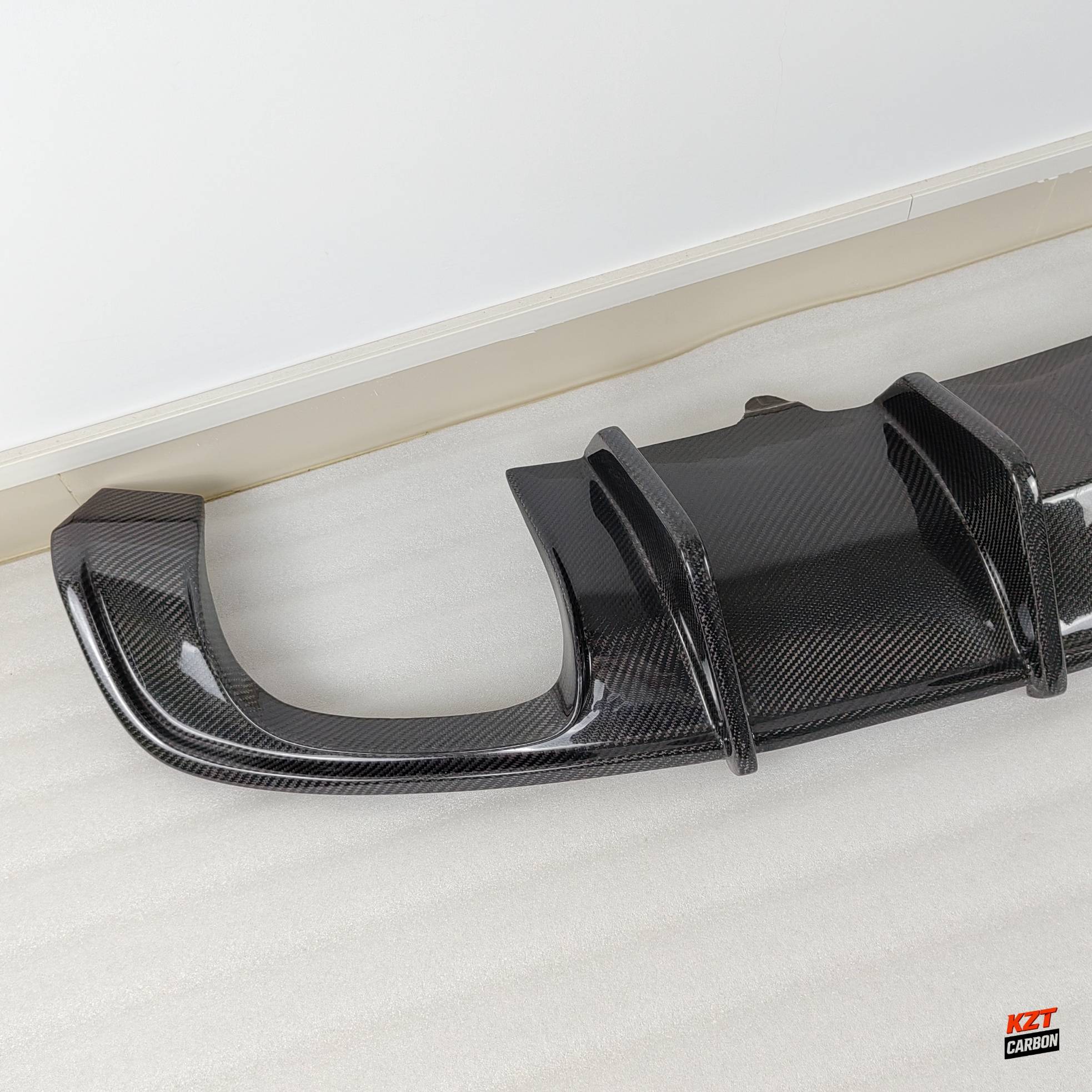 For Audi S4 B9 17-19 Sedan Carbon Fiber KZ Style Rear Diffuser Lip With Light
