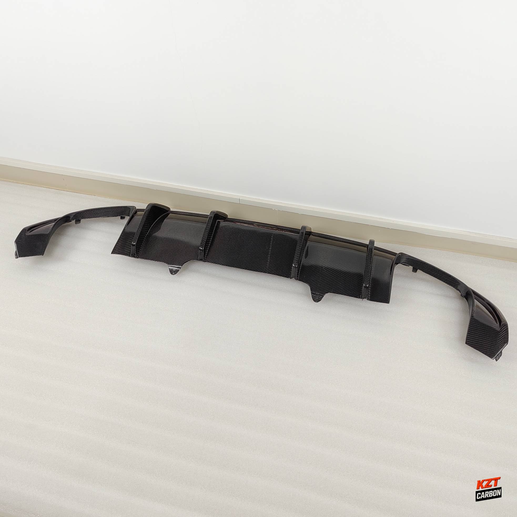 For Audi S4 B9 17-19 Sedan Carbon Fiber KZ Style Rear Diffuser Lip With Light