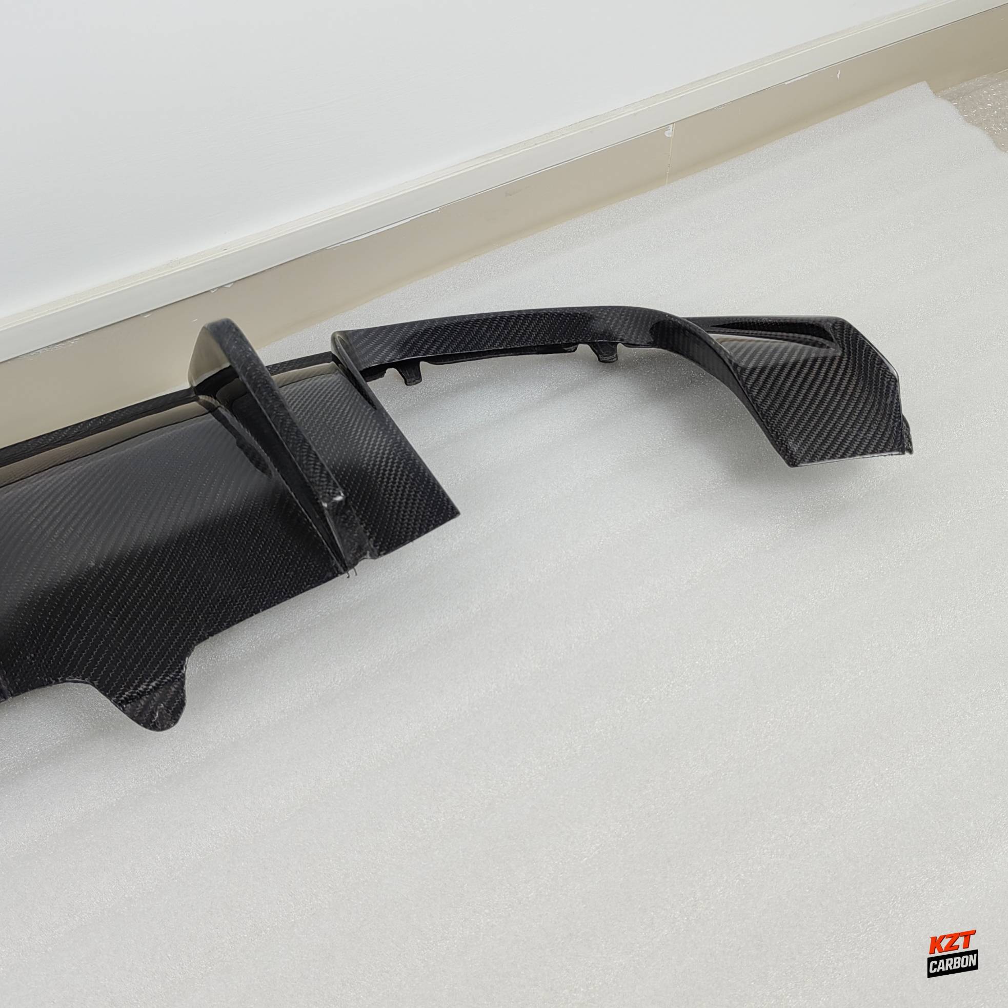 For Audi S4 B9 17-19 Sedan Carbon Fiber KZ Style Rear Diffuser Lip With Light