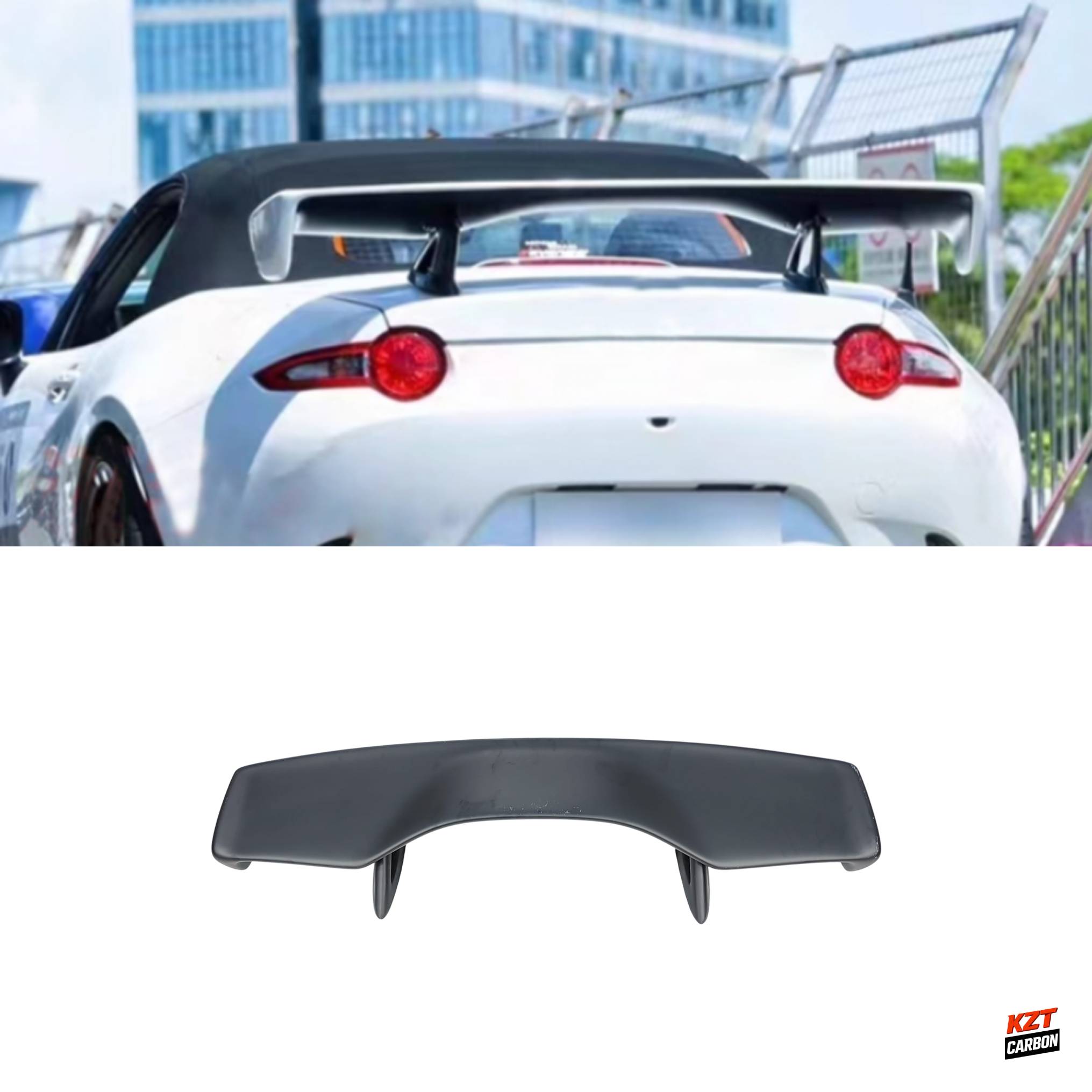 For Mazda MX5 Miata ND 16-24 SM Style Fiberglass Unpainted GT Rear Spoiler Wing