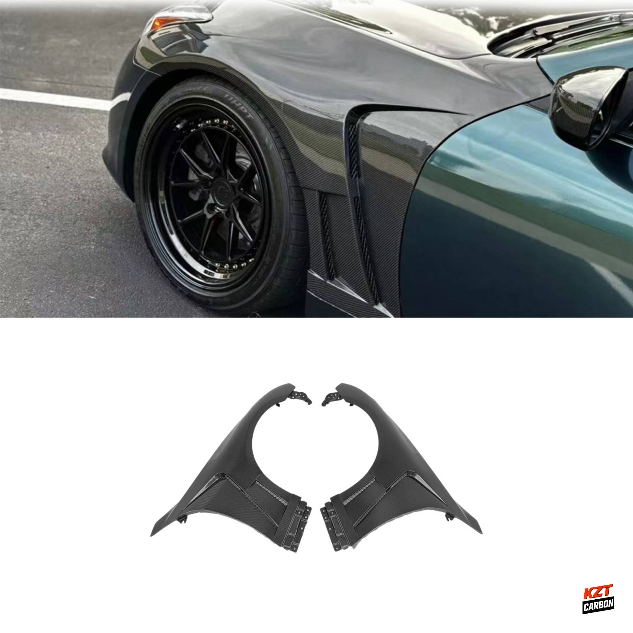 For Infiniti G37 Q40 2 Door Coupe 08-13 Carbon Fiber HT Style Front Fender Pair