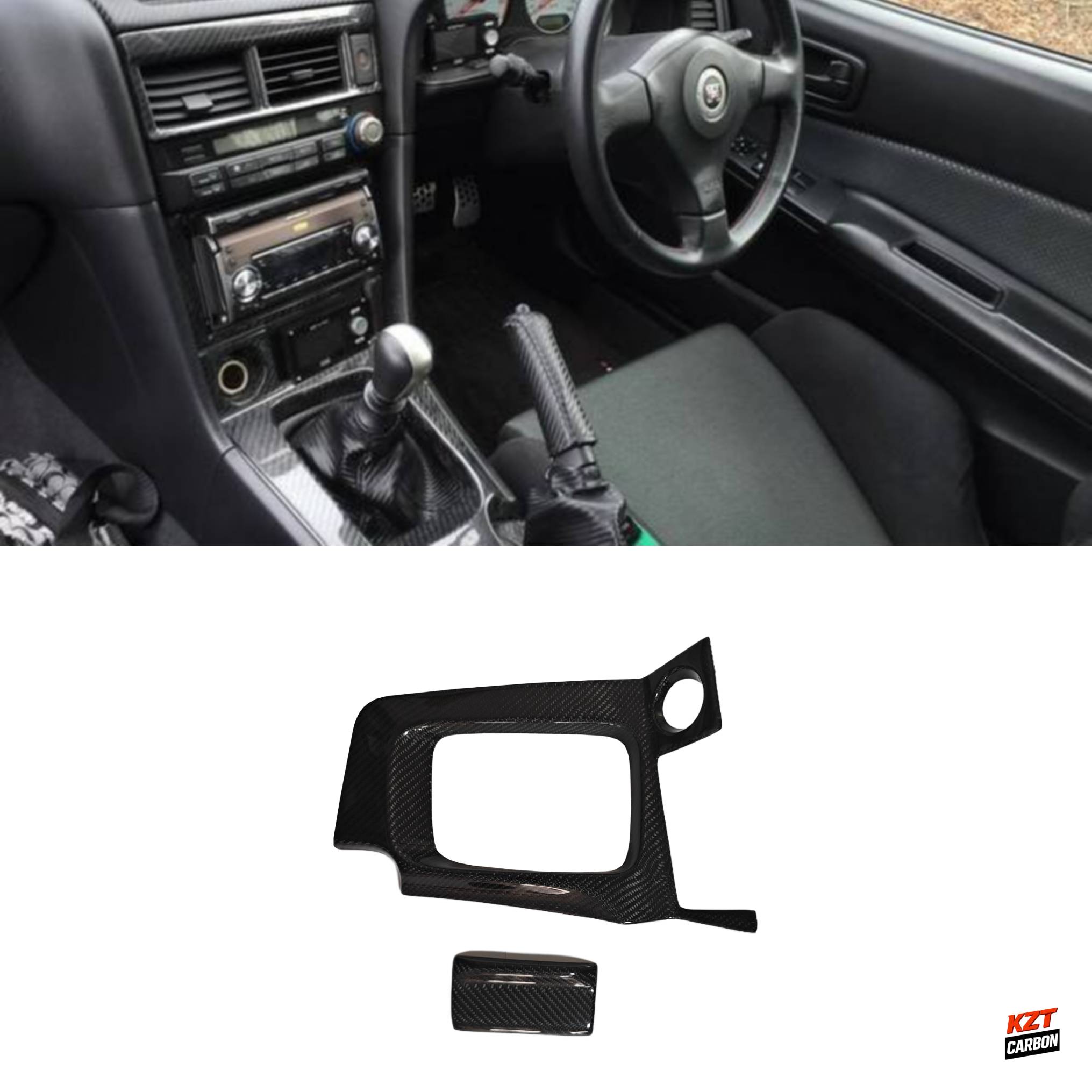 For Nissan Skyline R34 GTR (RHD manual only) Carbon Gear Surround Ashtray Cover