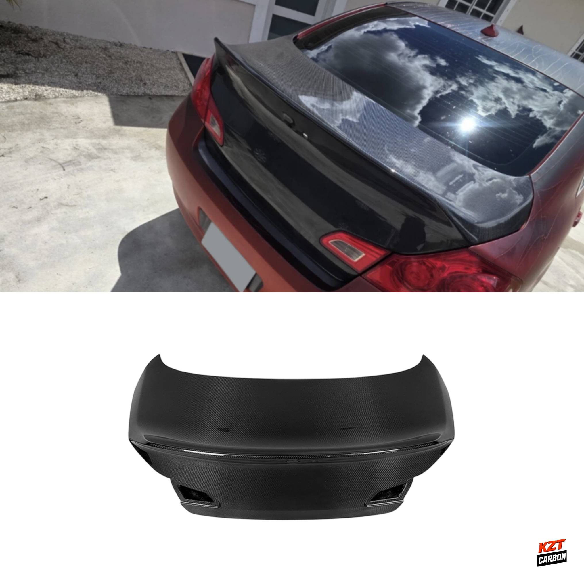 For Infiniti G37 Q40 4 Door Sedan 08-13 Carbon Fiber HT Style Rear Trunk (With Camera Hole)