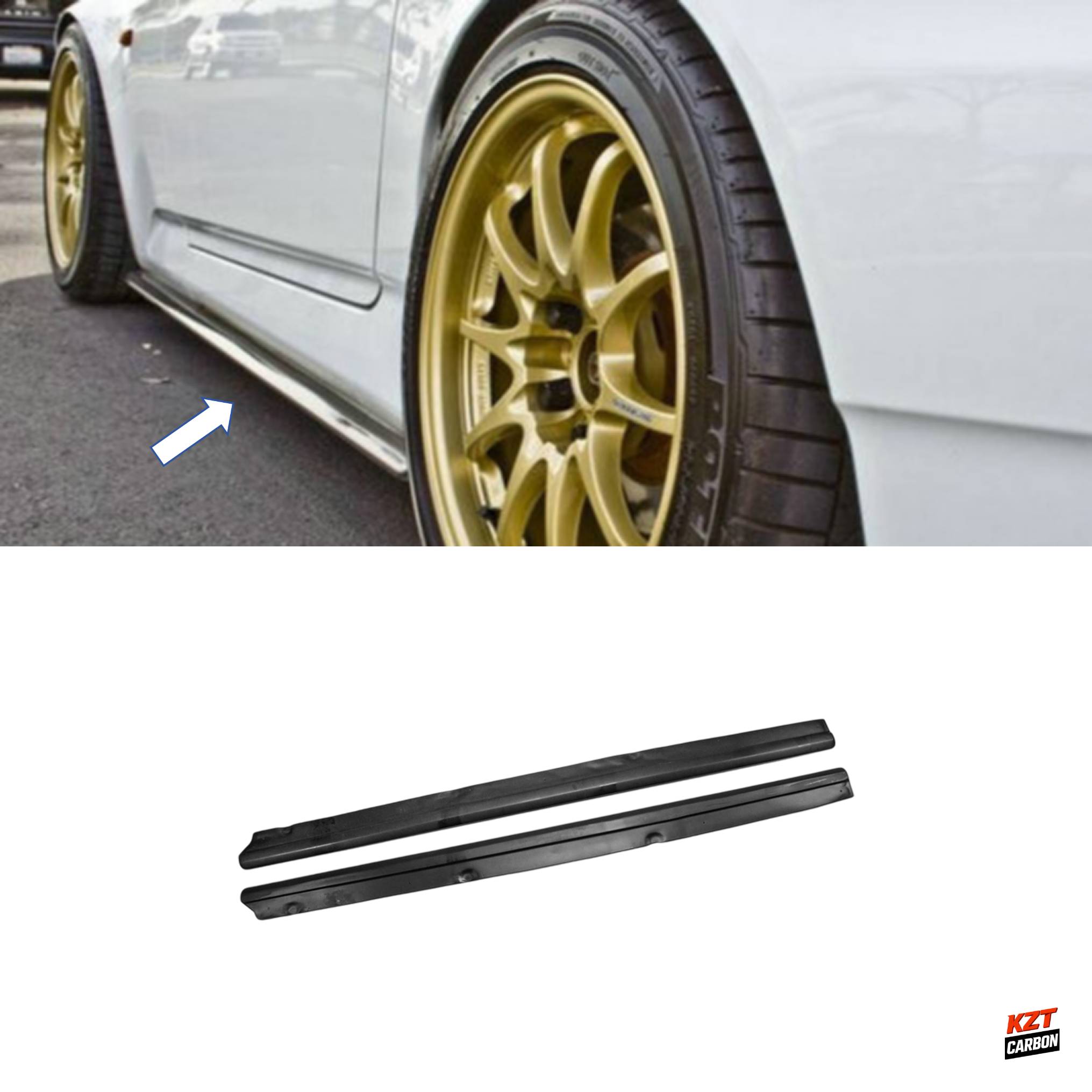 For Honda S2000 99-09 AP1 AP2 Fiberglass Unpaint Side Skirt Exetensions Add-on