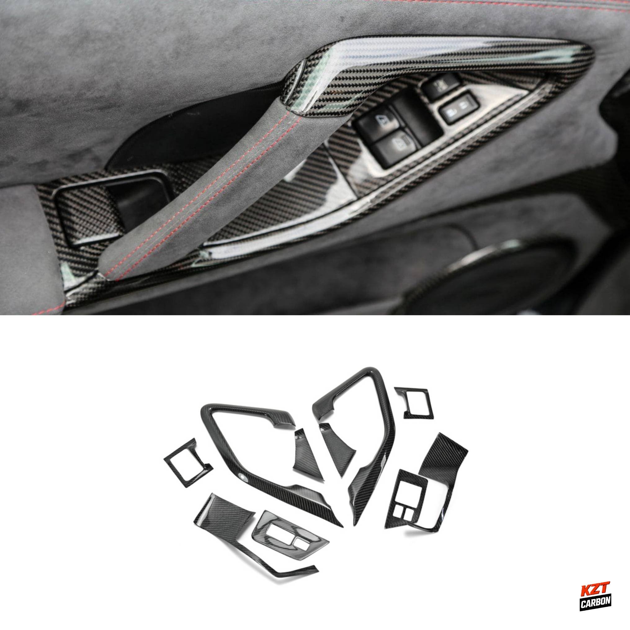 For Nissan R35 GTR 09-14 (LHD Only) Dry Matte Carbon Interior Door Trim (10 pcs)