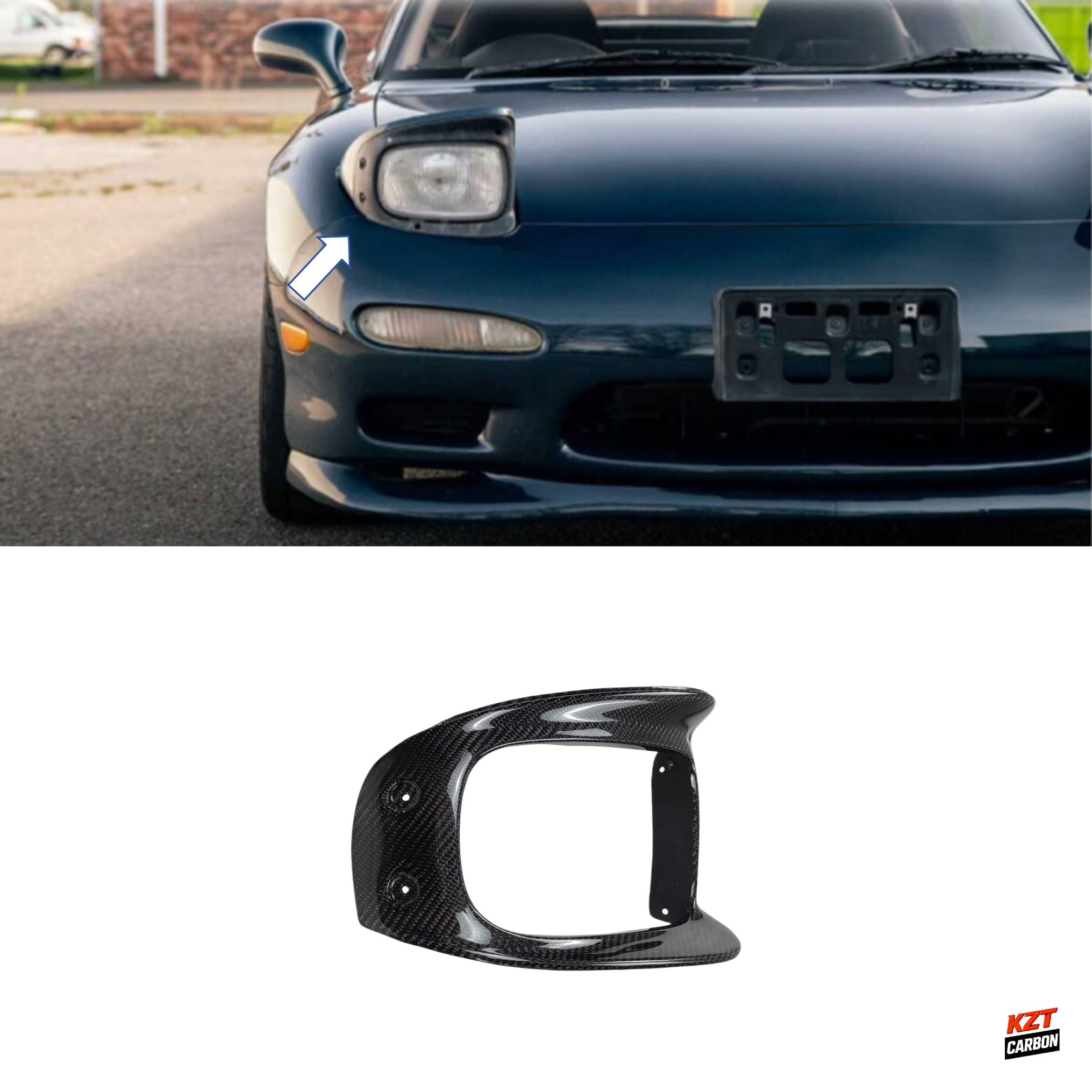 For Mazda RX-7 RX7 FD3S OE Carbon Front Inner Headlight Inside Trim Right Side