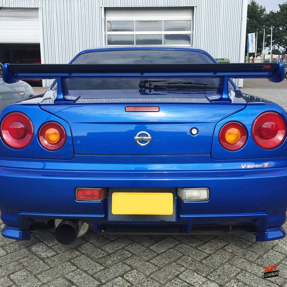 For Nissan Skyline R34 GTR Matte Carbon Fiber OE Spoiler Only Rear Small Blade