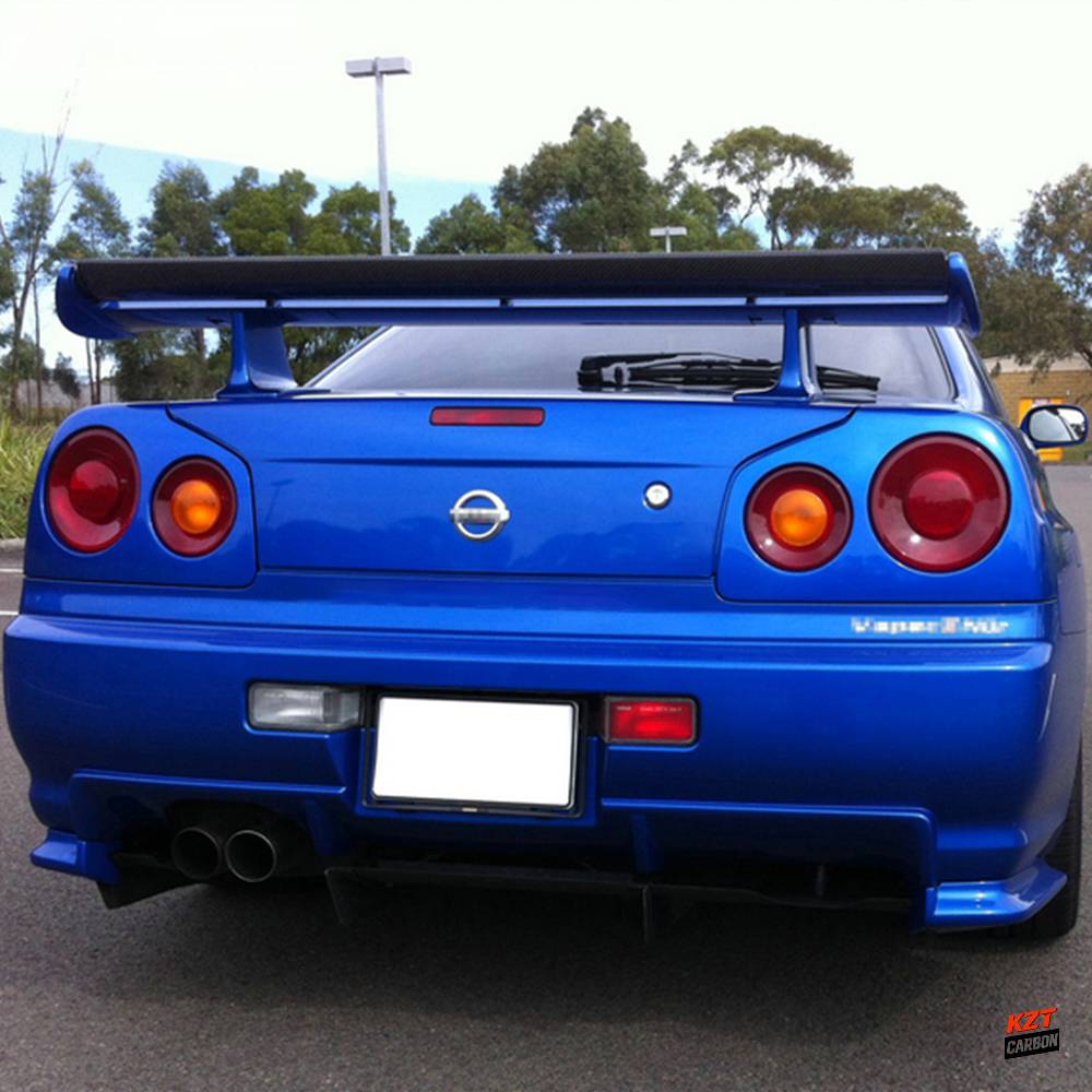 For Nissan Skyline R34 GTR Matte Carbon Fiber OE Spoiler Only Rear Small Blade