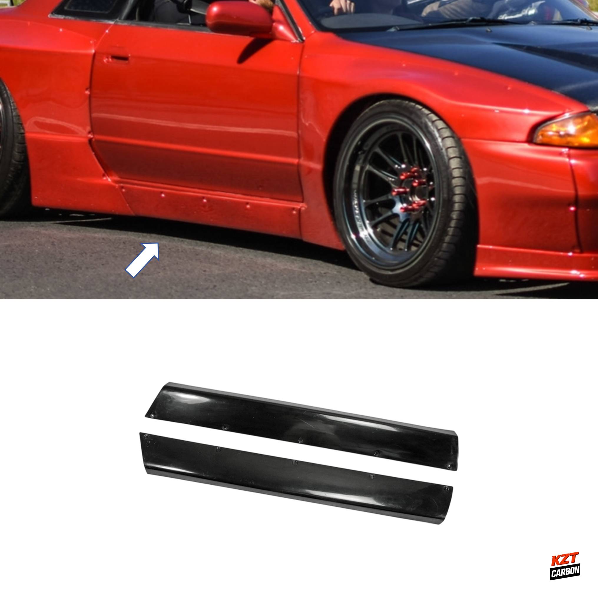 For Nissan R32 (GTR Only) RB Style Fiberglass Unpaint Side Skirts Pair
