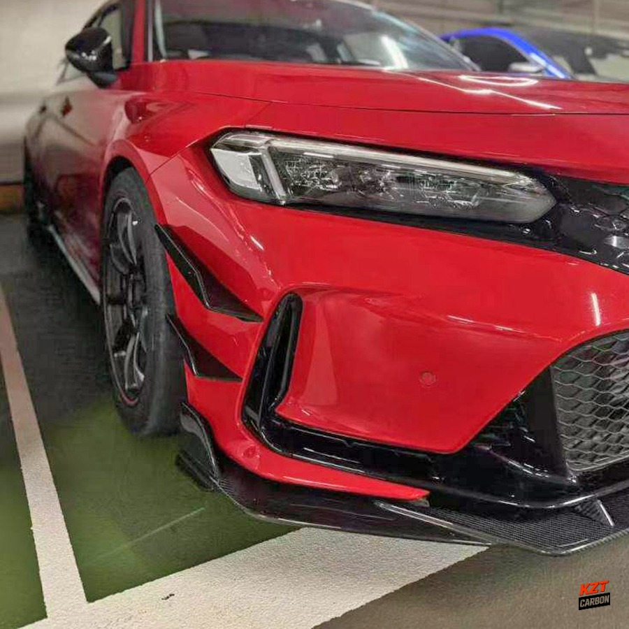 For Honda Civic Type R FL5 23-24 Carbon KZ Style Front Side Canard Splitters