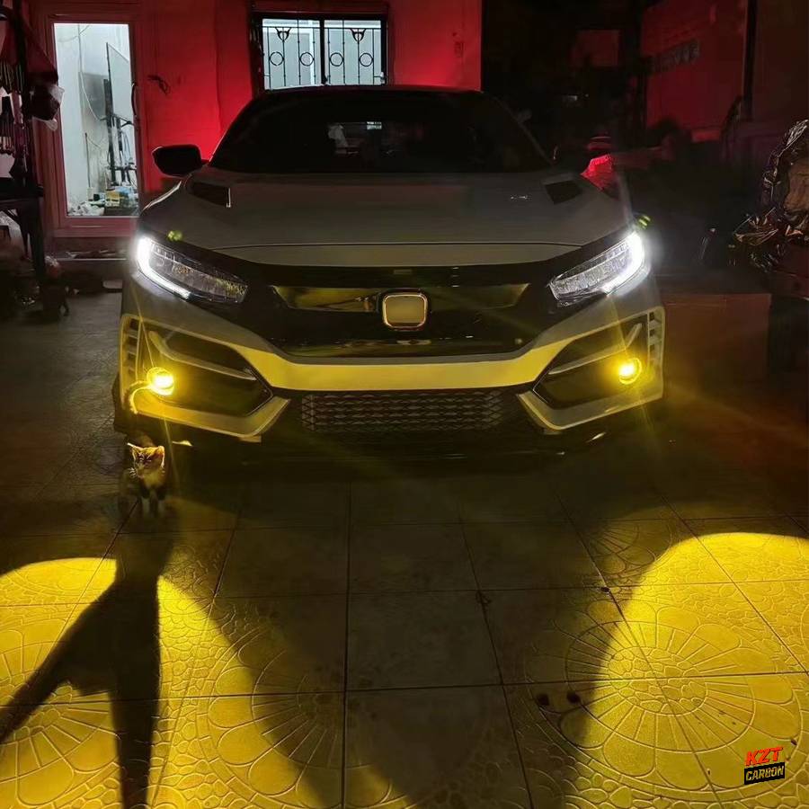 For Honda Civic 10th FC FK7 FK8 16-21 ABS Modified Front Bumper Fog Light Yellow