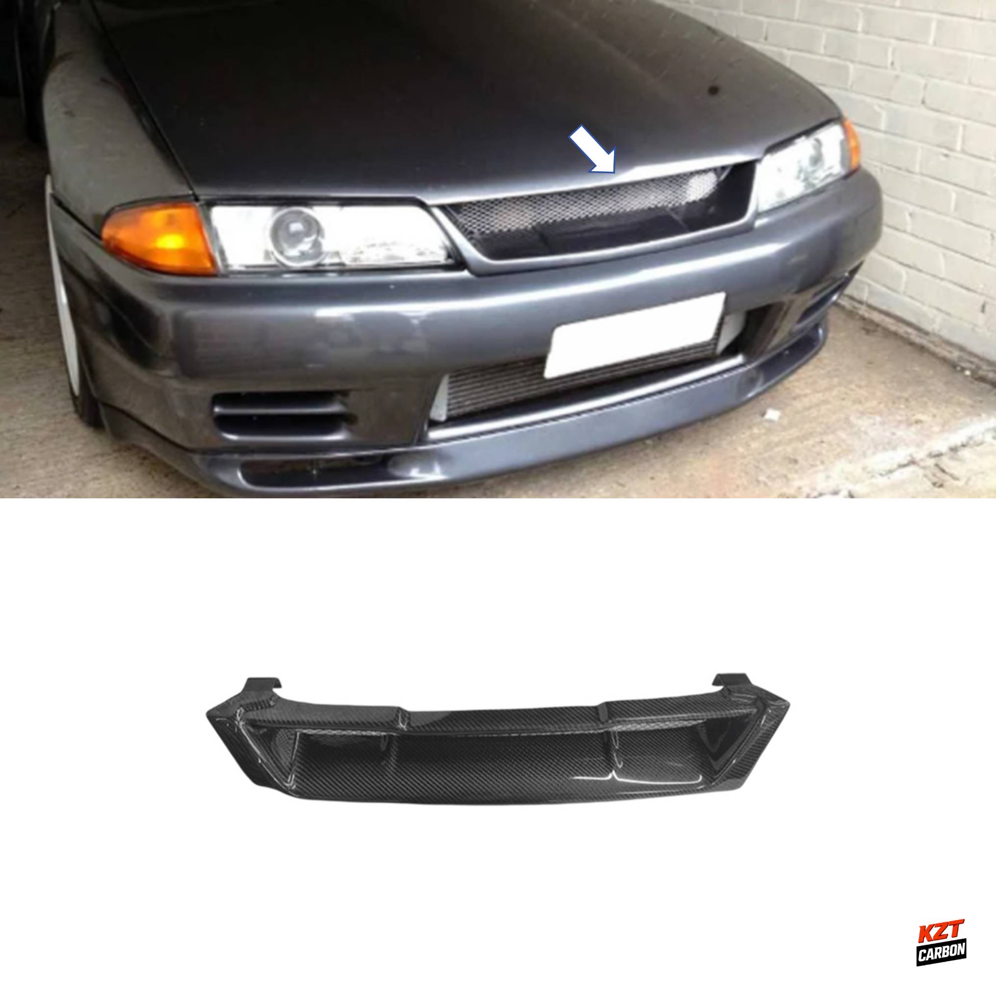 For Nissan Skyline R32 GTR Only 89-94 Carbon TB Front Bumper Center Grille Cover