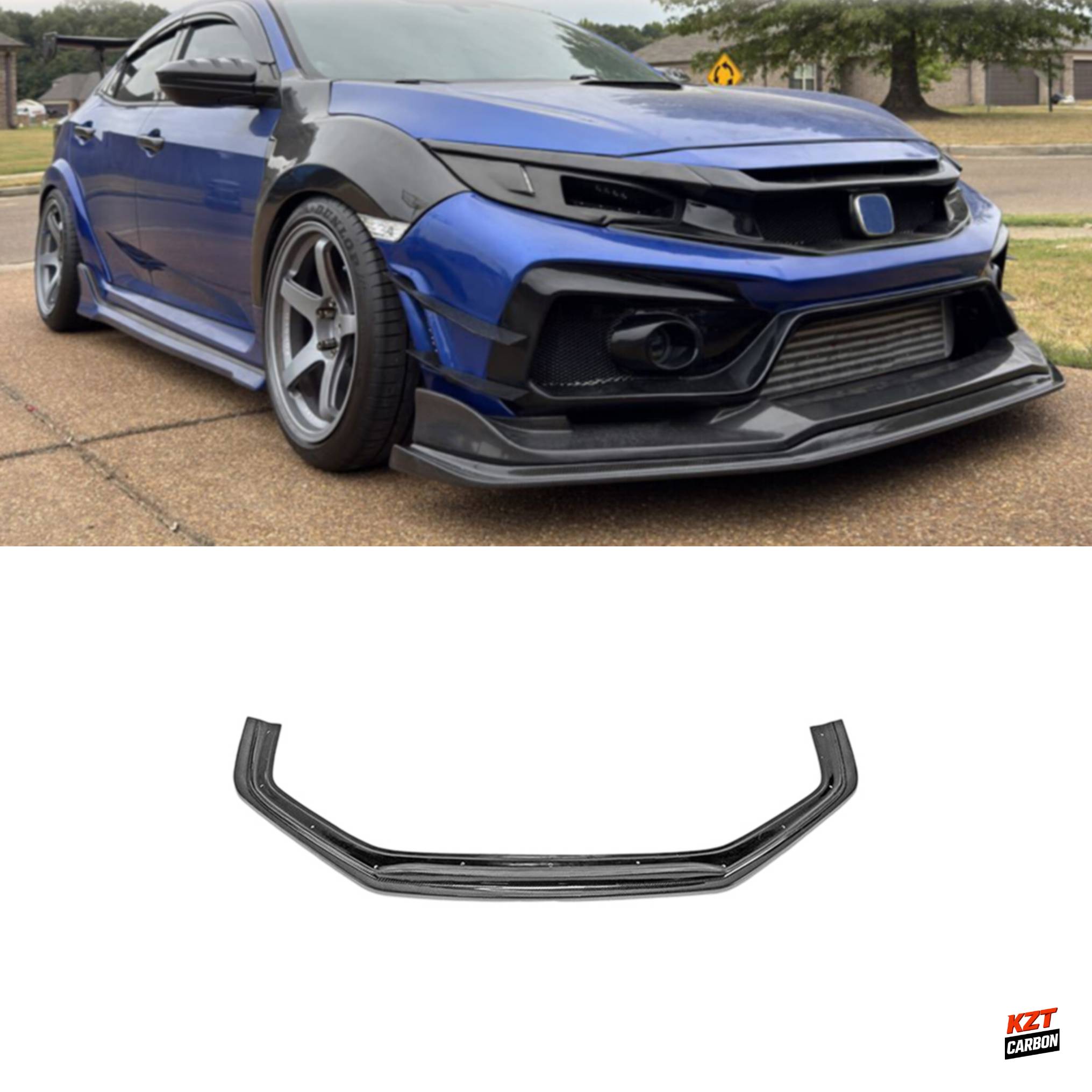 For Honda 17-21 Civic Type R FK8 VRS-W Type Carbon Fiber Extension Front Lip