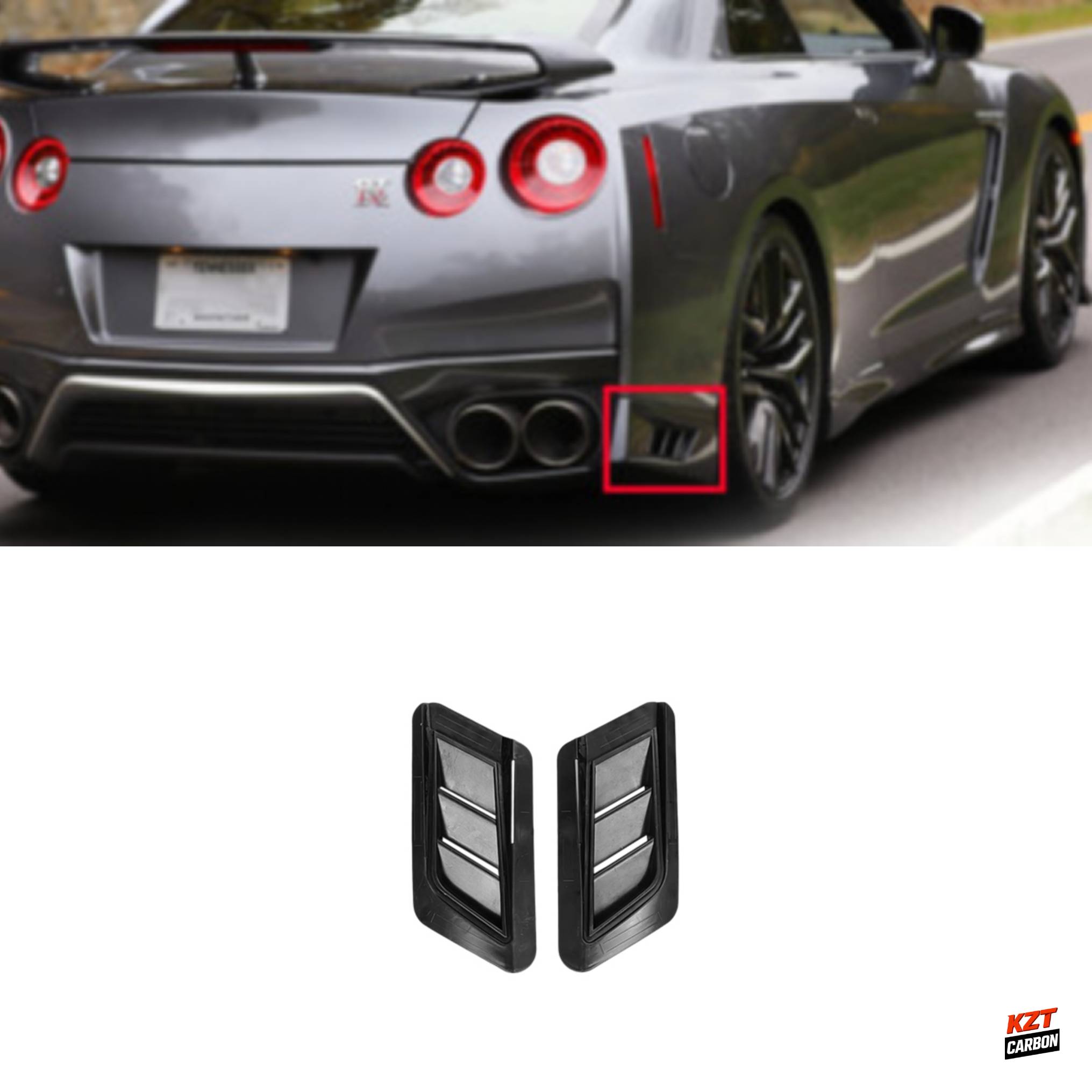 For Nissan 17-22 R35 GTR OE Style ABS Rear Bumper Bottom Lip Side Ducts Pair