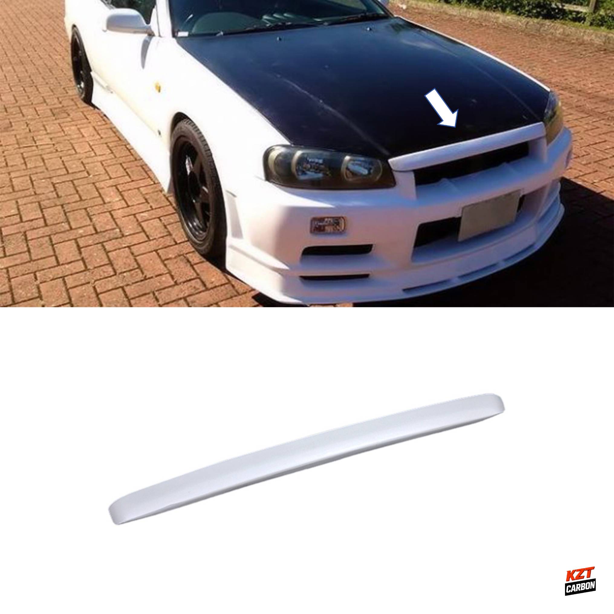 For Nissan Skyline R34 GTR Type-R URAS Style Fiberglass Unpaint Hood Bonnet Lip