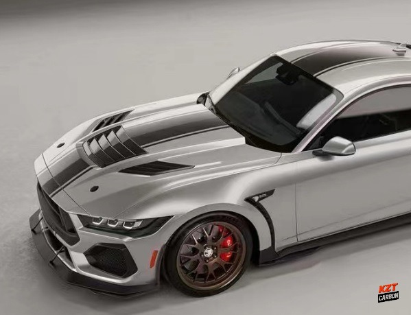 For Ford 2024+ Mustang S650 GT Partial Carbon In Vent V Style Front Vented Hood