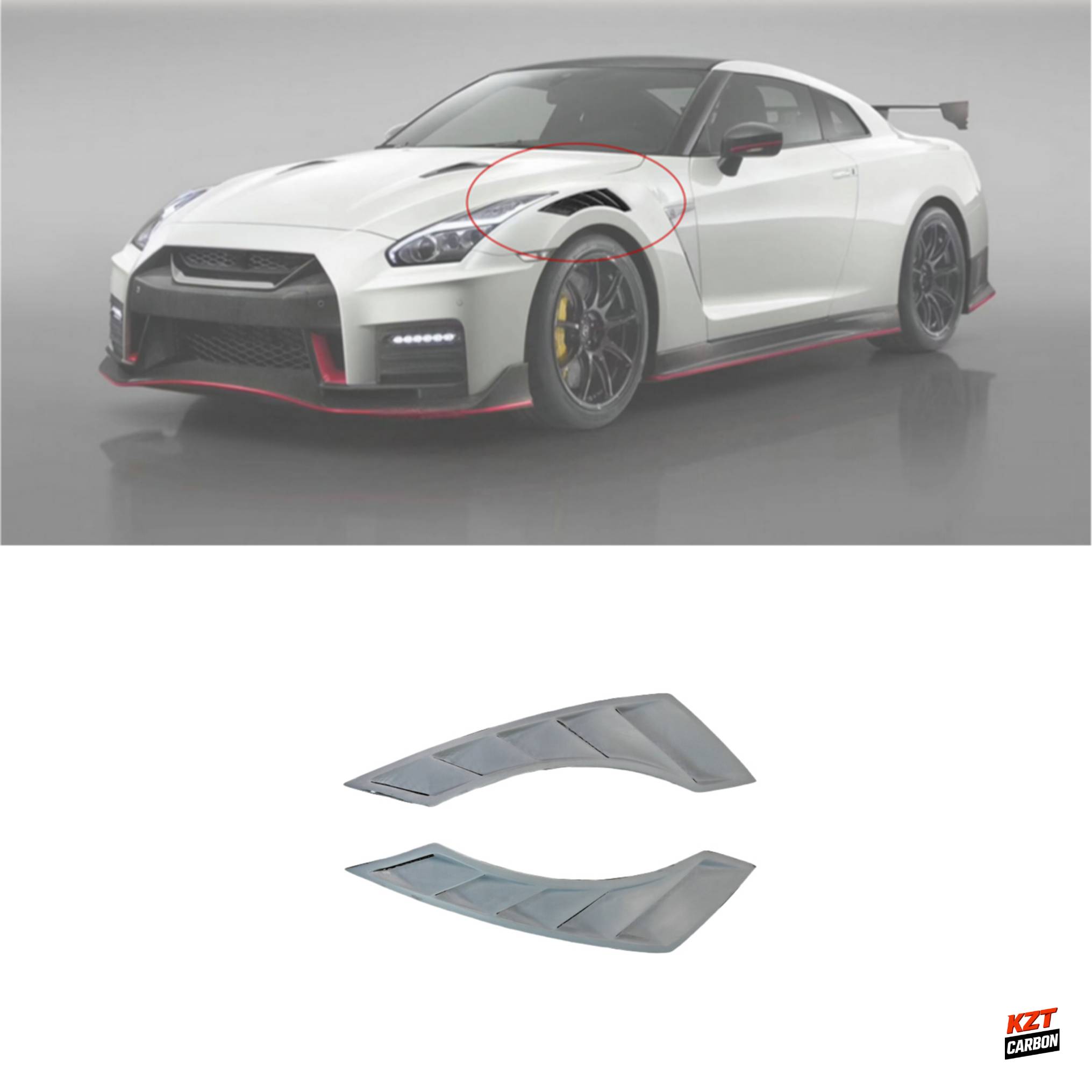 For Nissan R35 GTR 08-17 NIS Style Fender Vent Duct Fiberglass Unpaint Pair