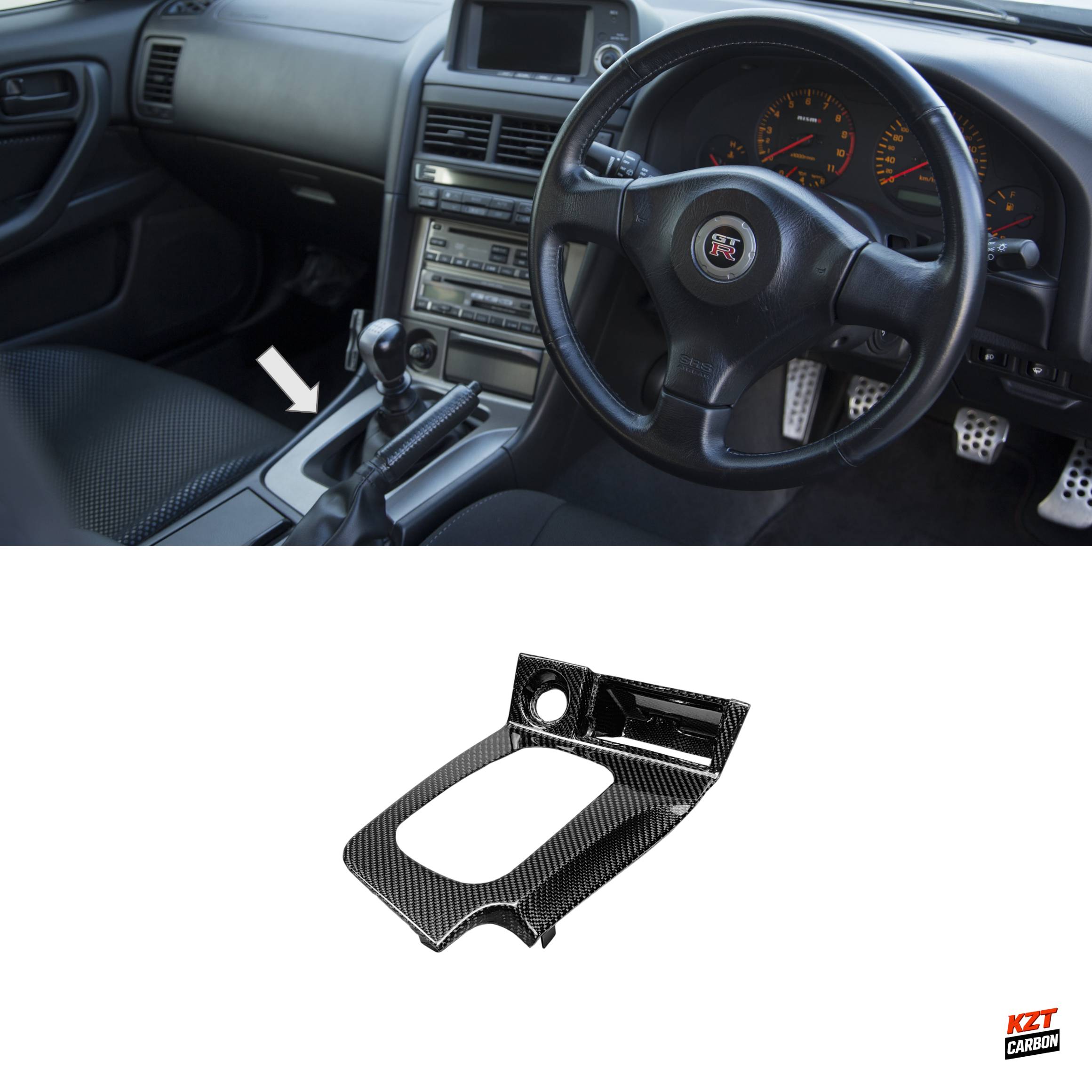 For Skyline R34 GTR GTT Carbon OE Interior Console Gear Surround Replacement