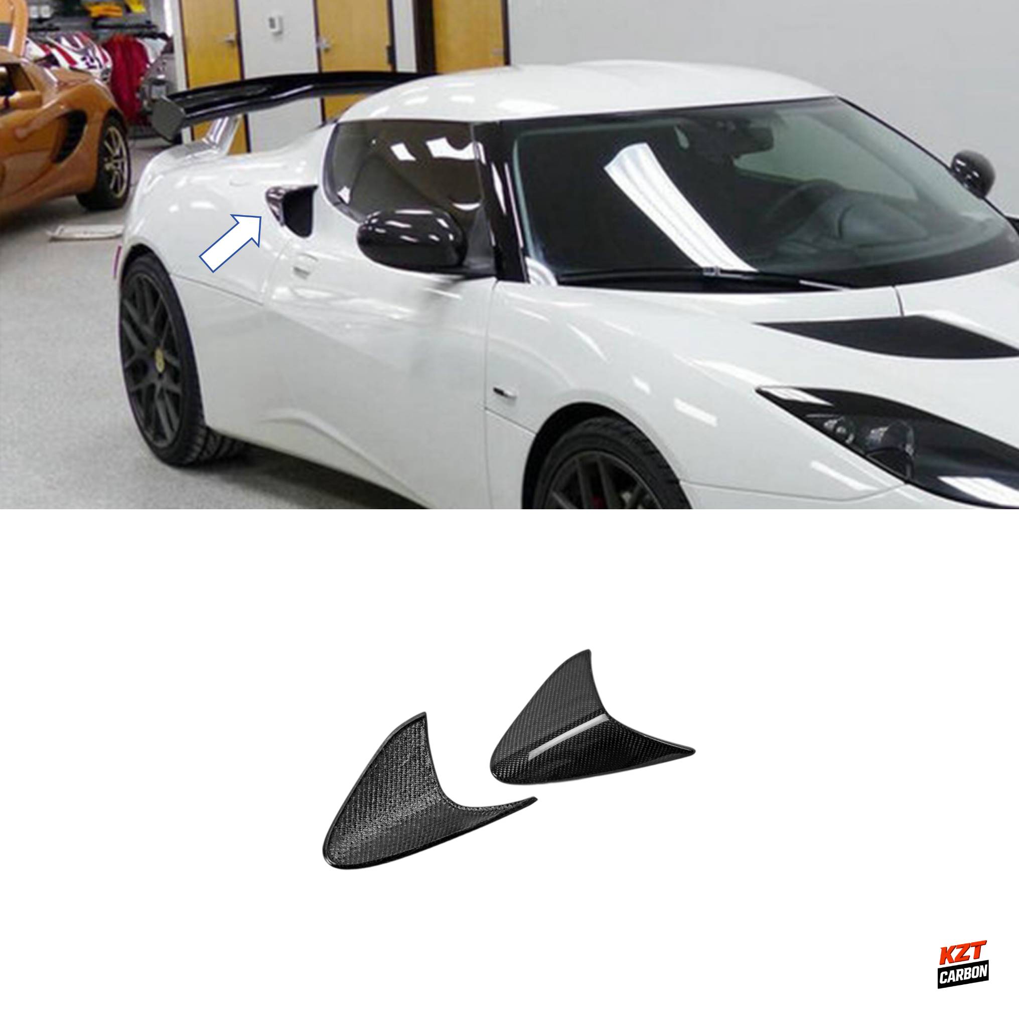 For 10-14 Lotus Evora Evora S Evora 400 KZ Carbon Fiber Rear Fender Side Scoops