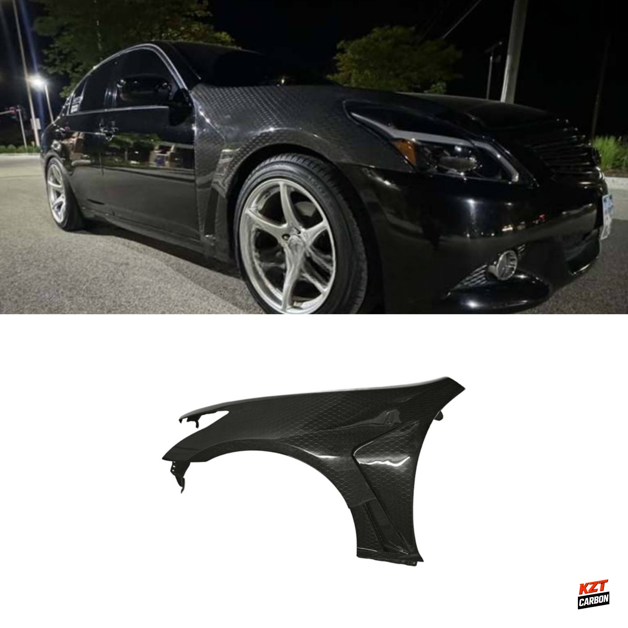 For Infiniti G37 Q40 4 Door Sedan 08-13 Honeycomb Carbon HT Style Vented Front Fender