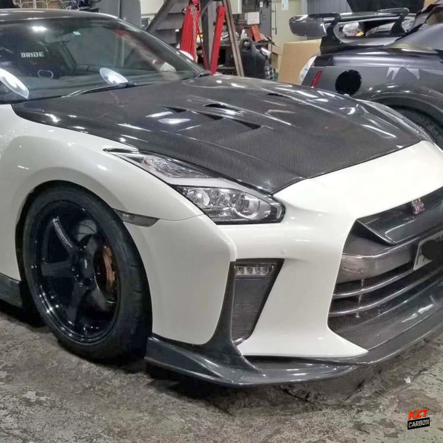 For Nissan GTR R35 Coupe 13-24 Carbon Fiber TS Style Front Vented Cooling Hood