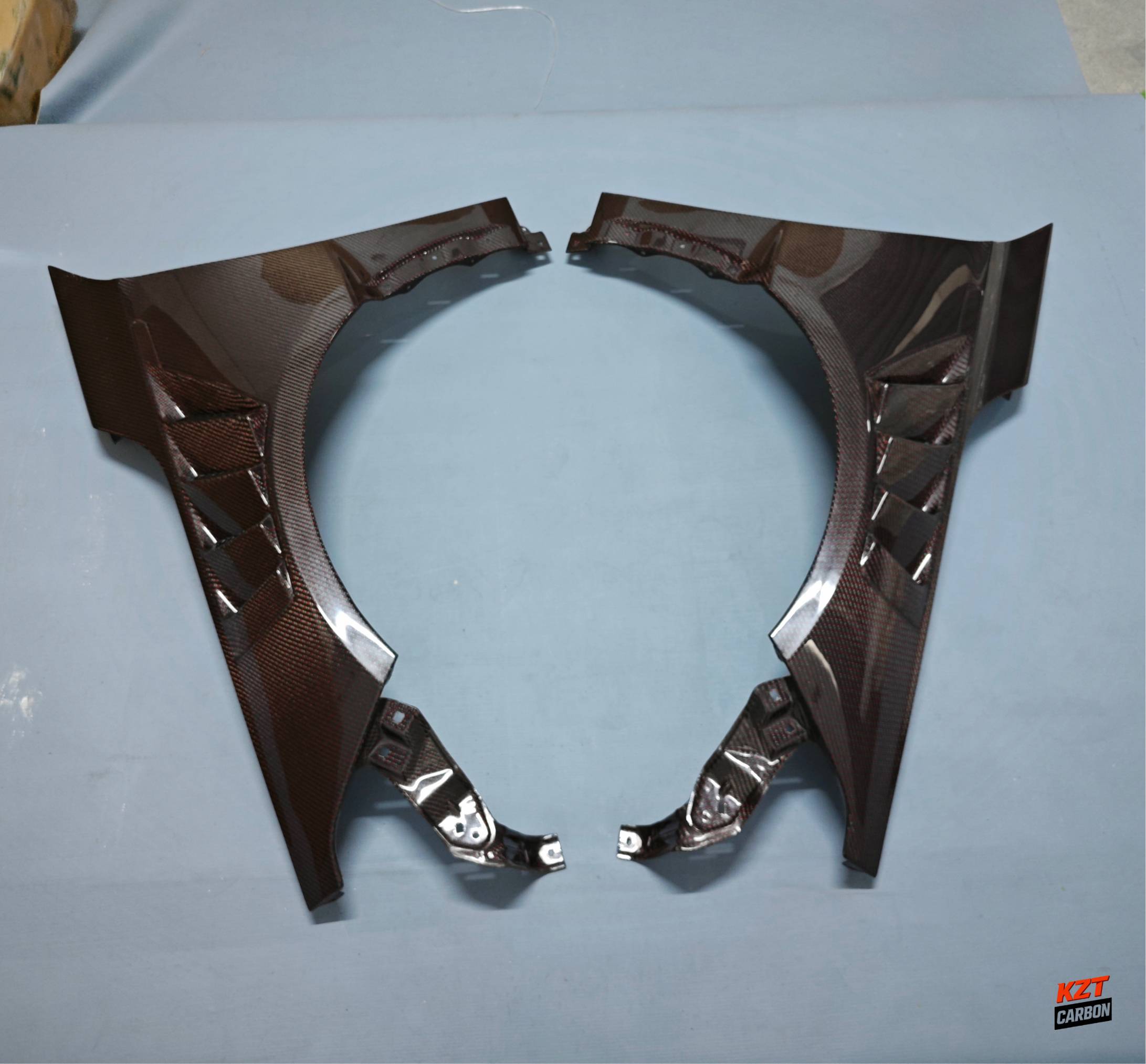 For Honda Civic Type R FL5 KZ Style Carbon Fiber Cooling Vented Front Fender 2pc