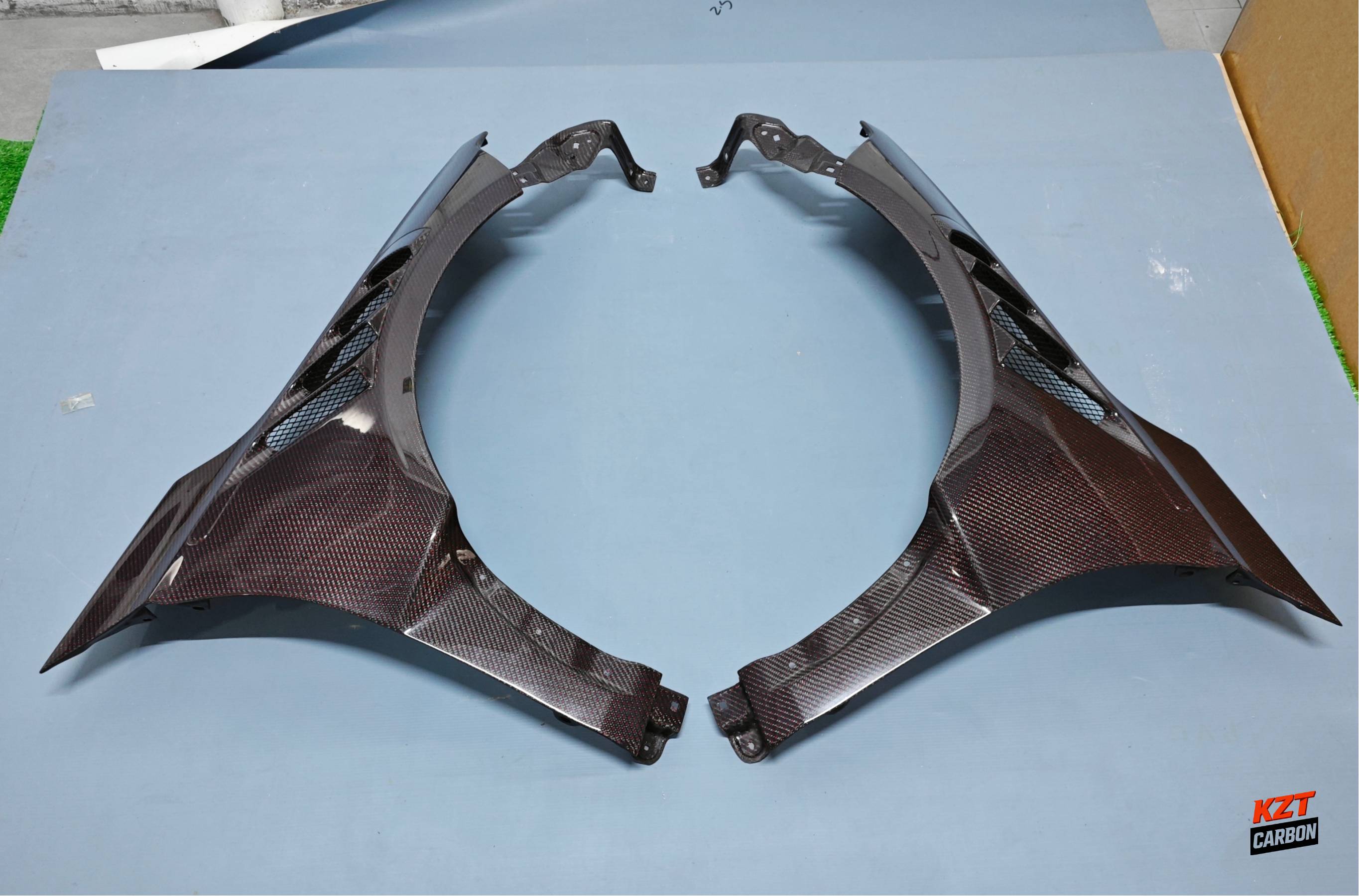 For Honda Civic Type R FL5 KZ Style Carbon Fiber Cooling Vented Front Fender 2pc
