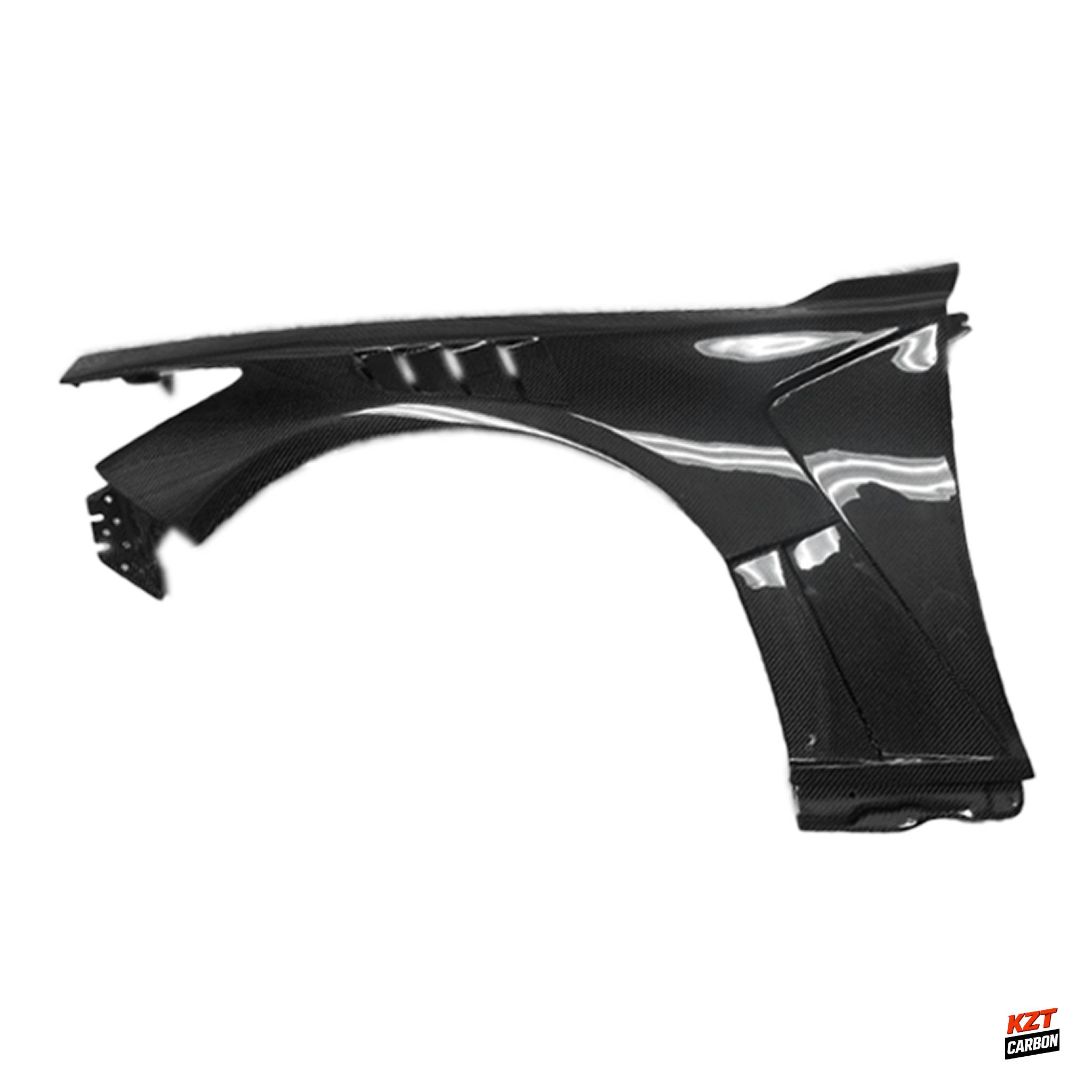 For Infiniti Q50 V37 Sedan 13-24 Carbon KZA Style Front Side Vented Fender Pair