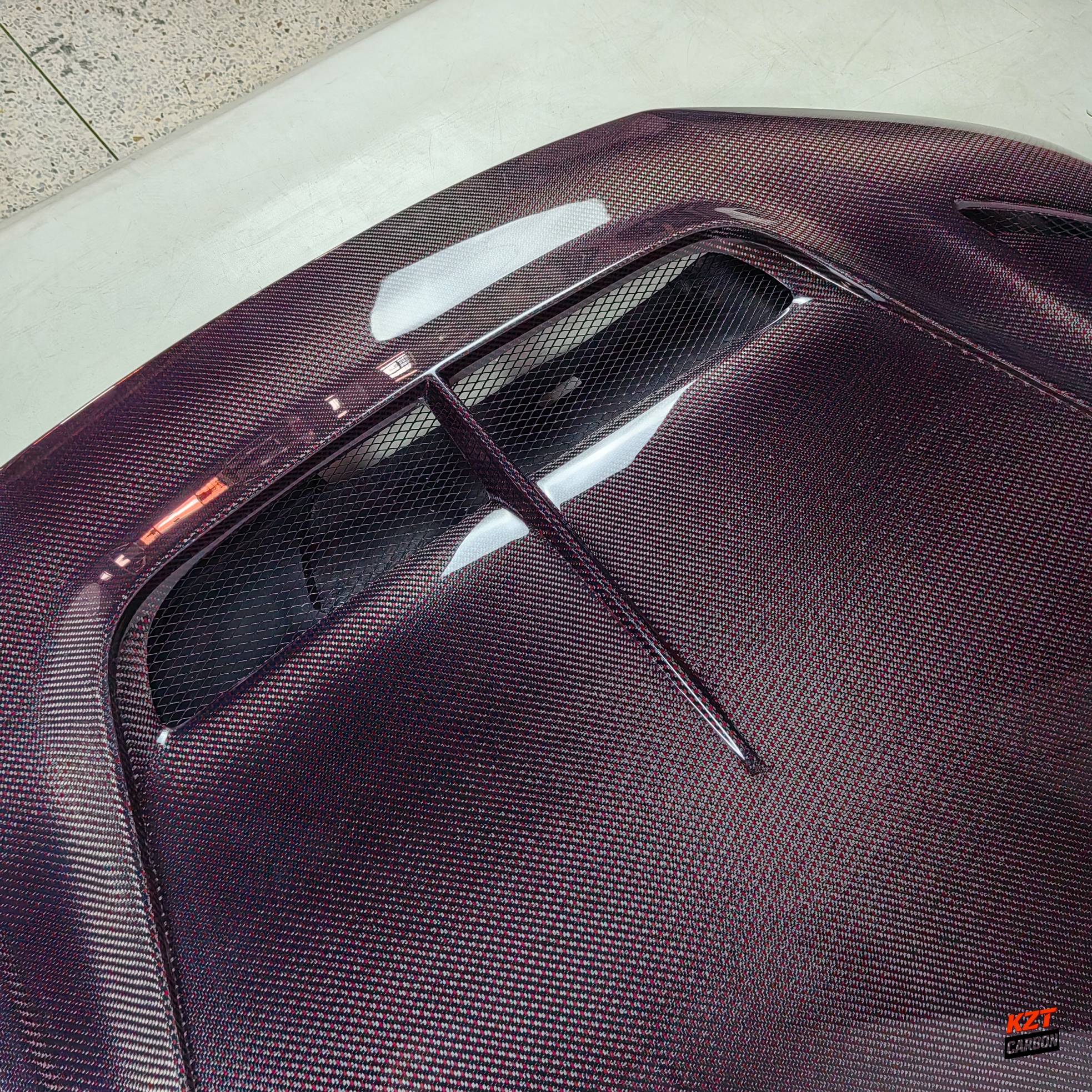 For Honda Civic FL5 Type R Red Carbon Fiber Vented Front Bumper Hood Bonnet