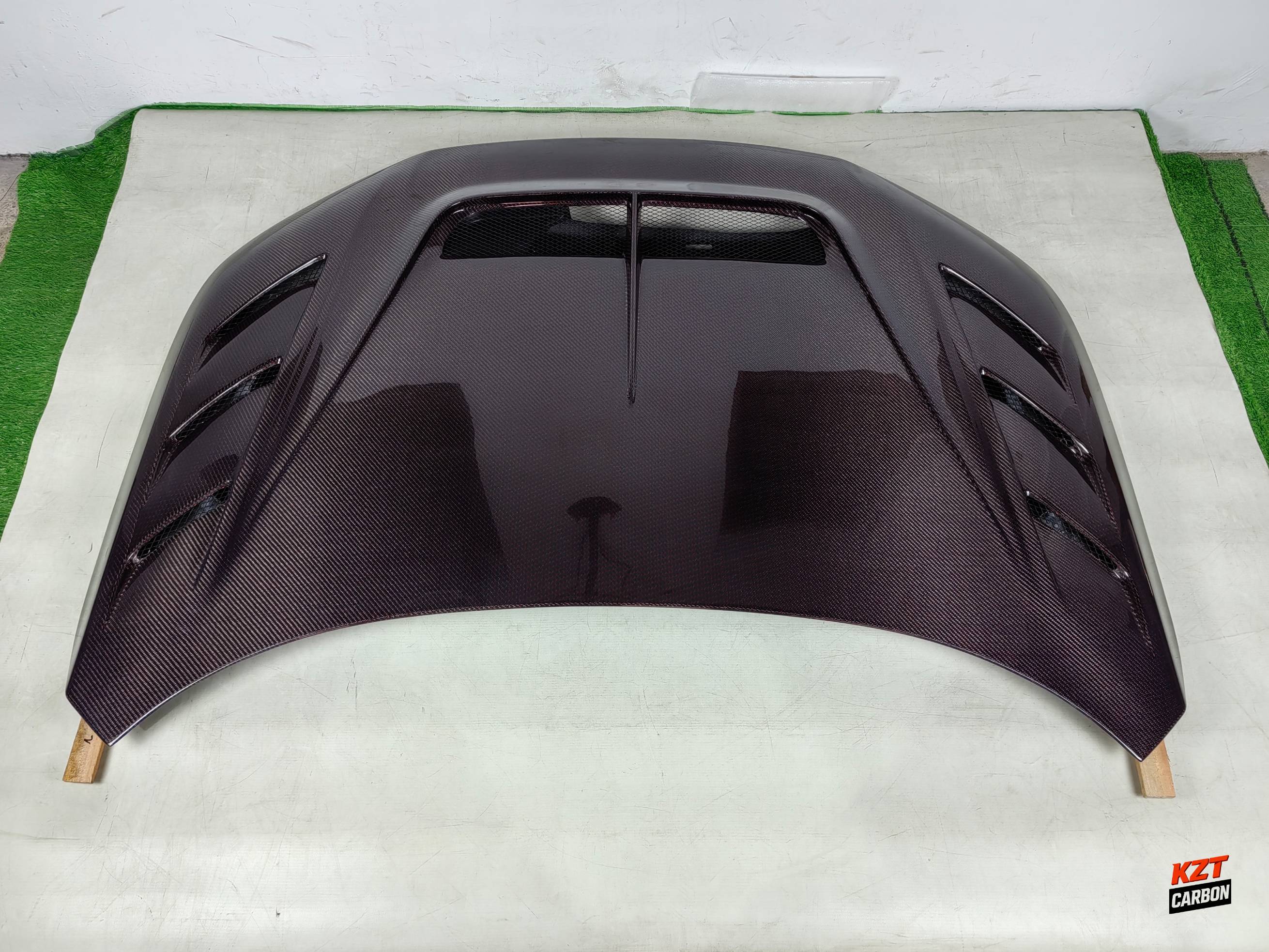 For Honda Civic FL5 Type R Red Carbon Fiber Vented Front Bumper Hood Bonnet