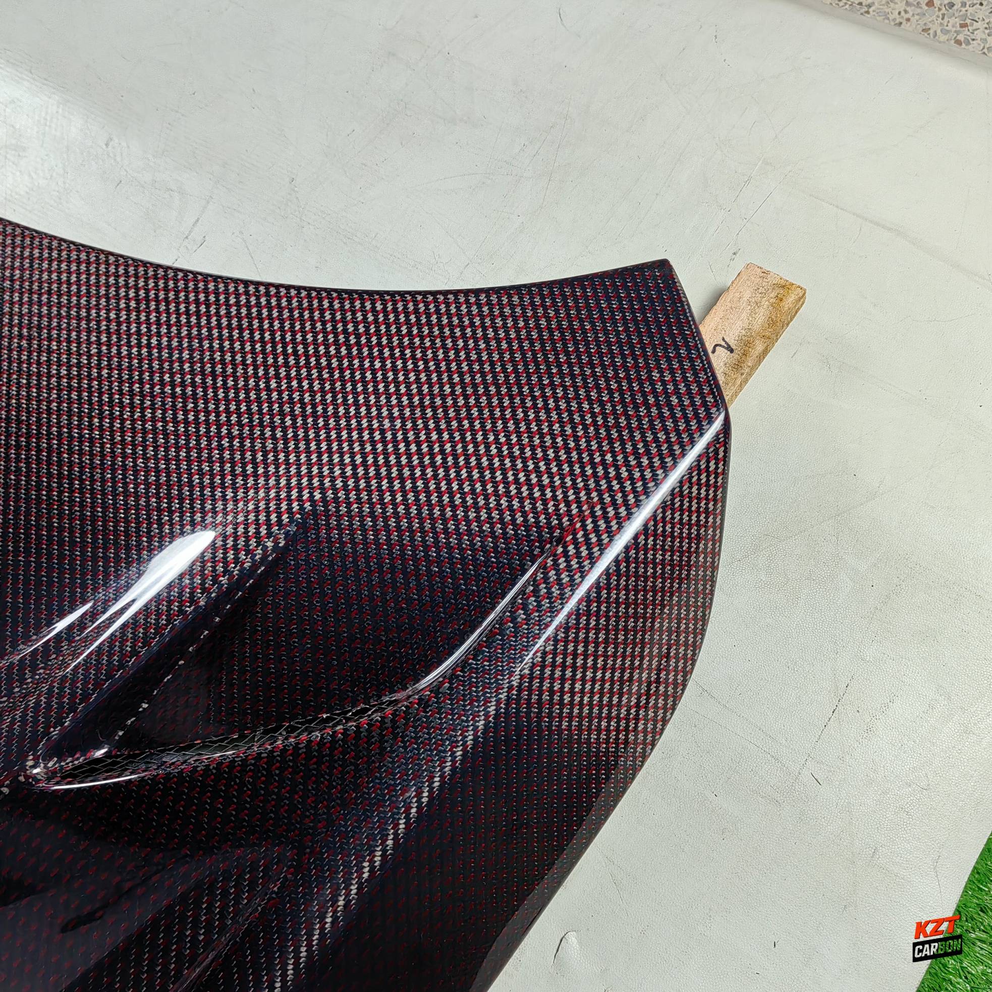 For Honda Civic FL5 Type R Red Carbon Fiber Vented Front Bumper Hood Bonnet
