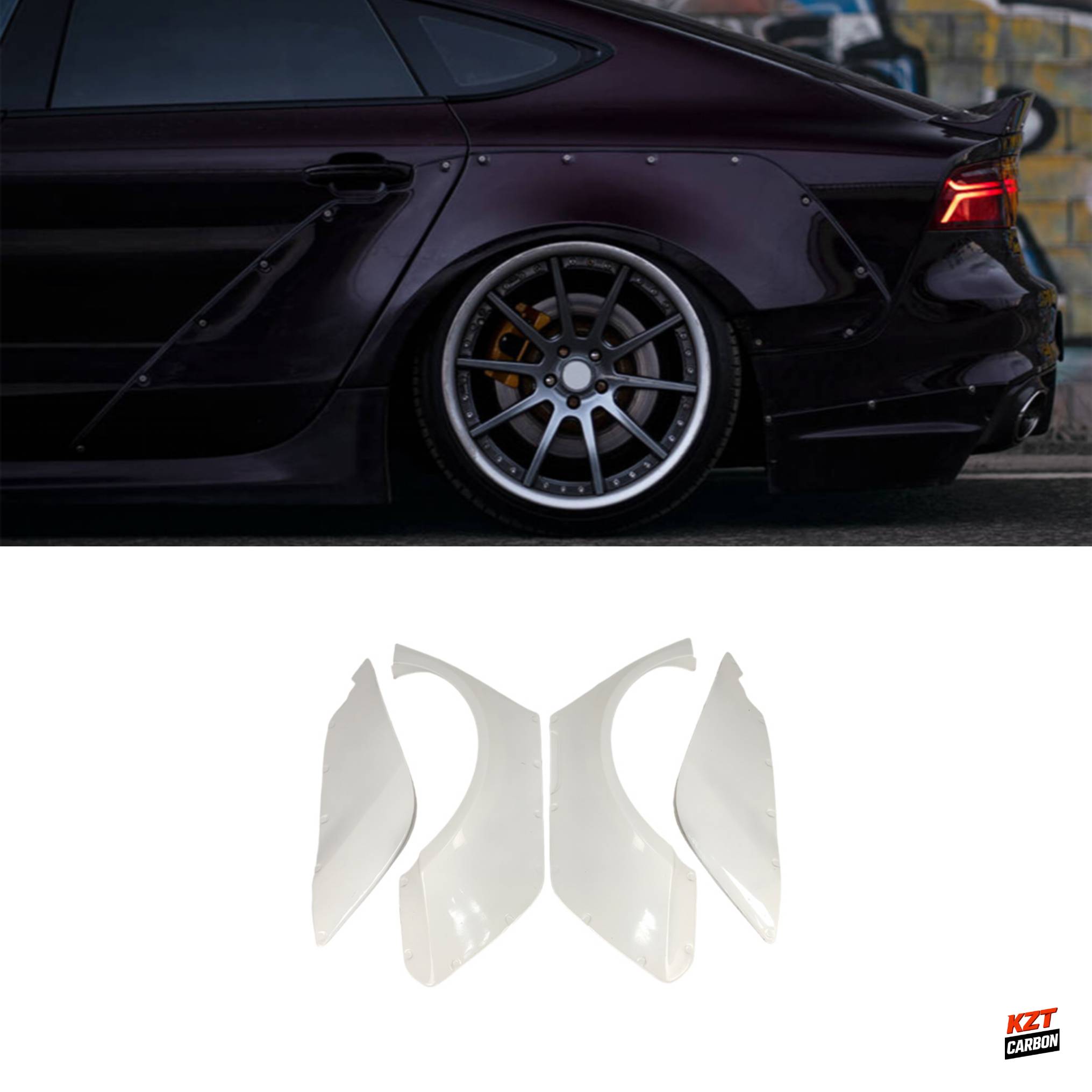 For Audi 10-17 A7 S7 RS7 Sedan Fiberglass CC Style Rear Fender Flares Arch +90mm