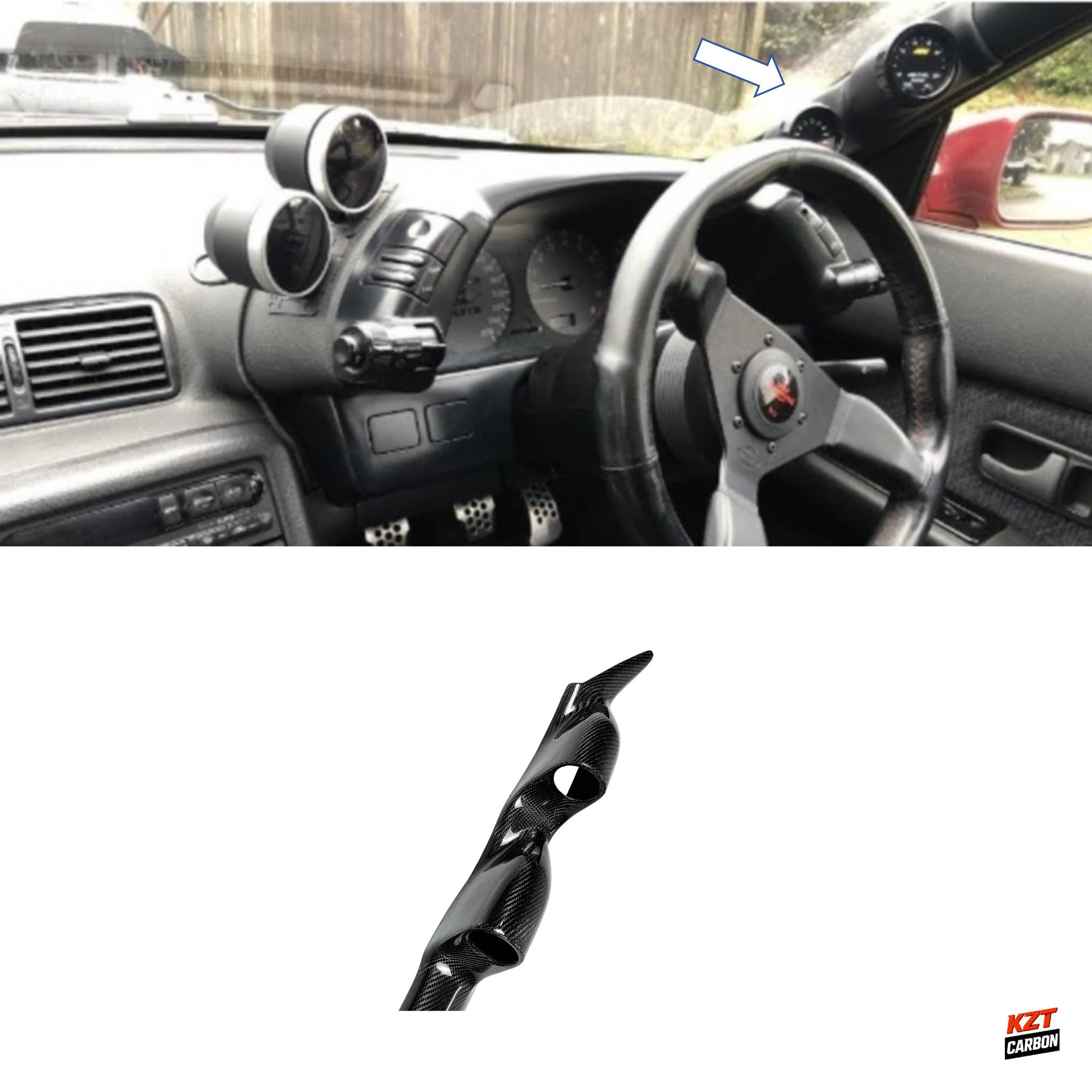 For Nissan Skyline R32 89-93 GTS GTR A-Pillar Twin (52mm Only) Carbon Gauge Pod
